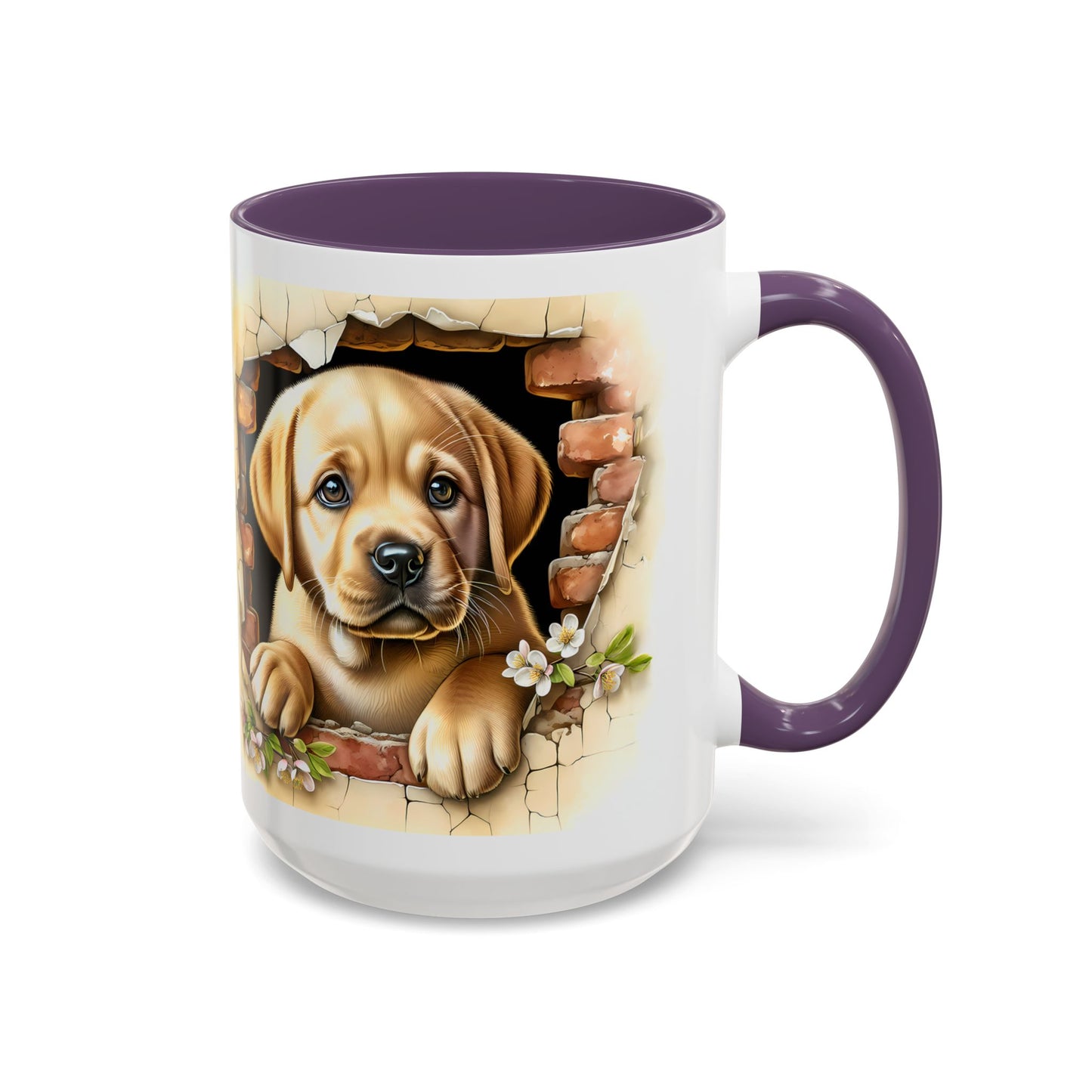 🐶☕ Labrador Puppy Peek Accent Mug – Sweet Yellow Lab Lover Gift ✨💛