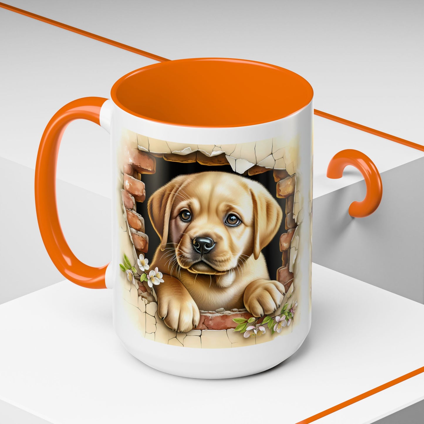 🐶☕ Labrador Puppy Peek Accent Mug – Sweet Yellow Lab Lover Gift ✨💛