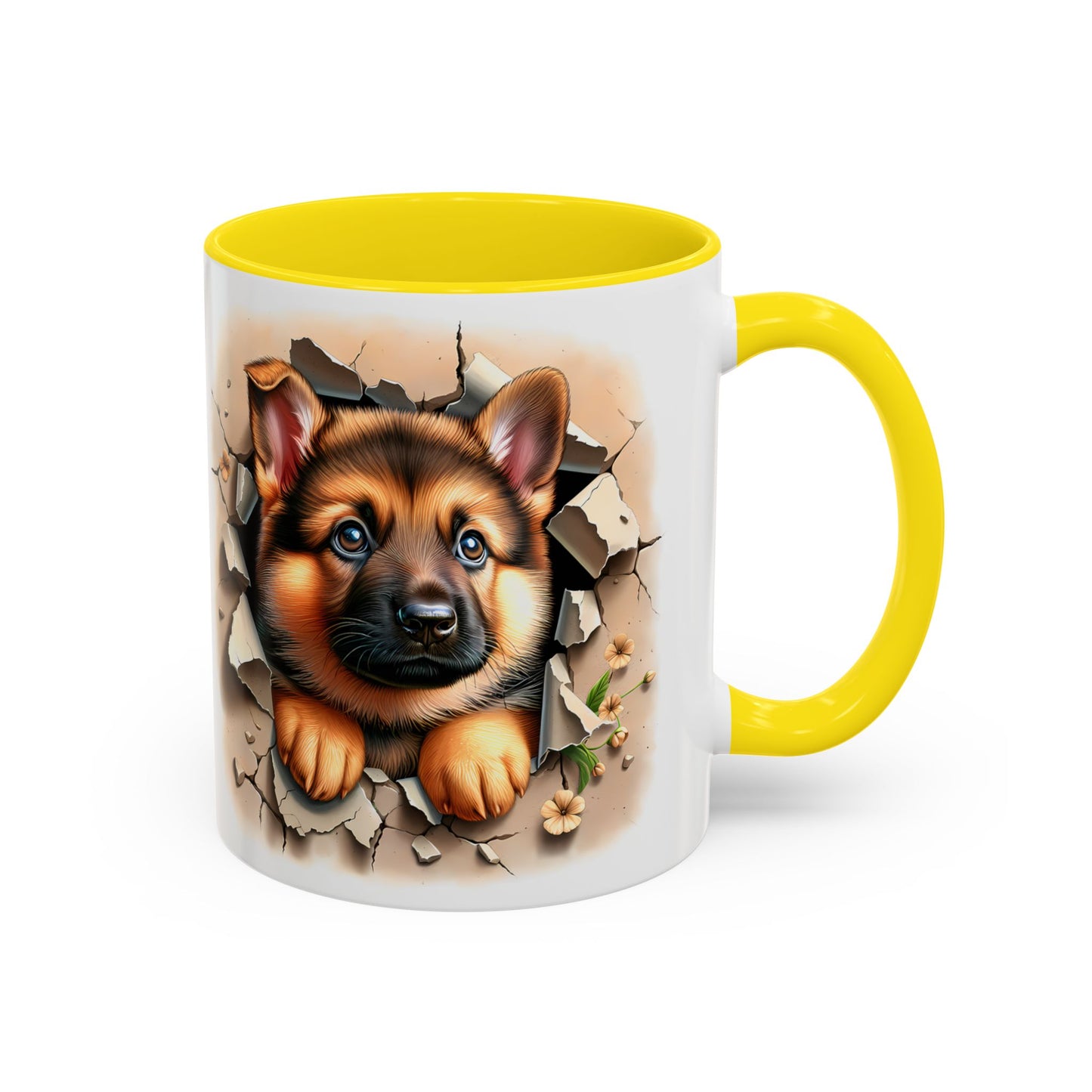 🐾☕ German Shepherd Puppy Peek Accent Mug – Loyal Pup Lover Gift ✨🖤