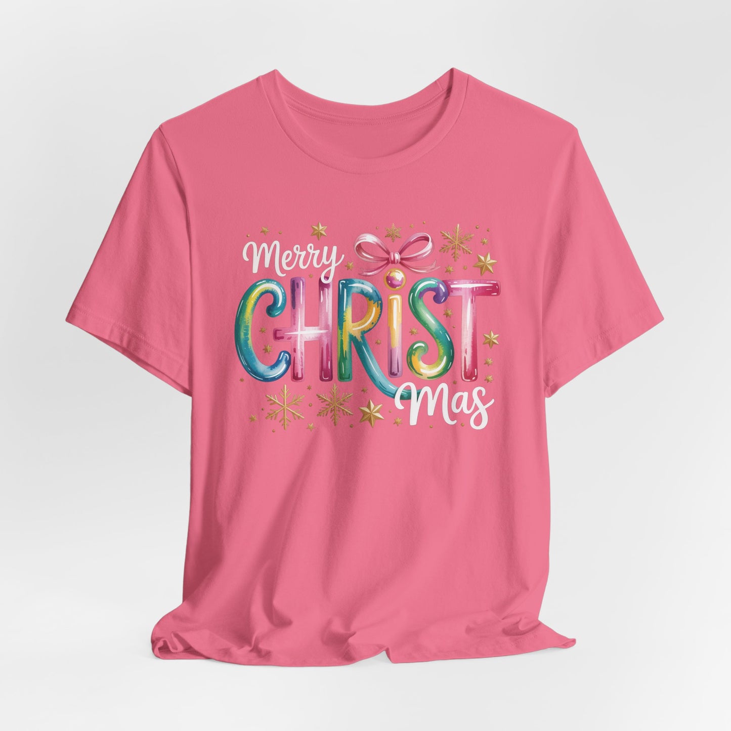 🎄✨ Merry Christmas Glow Lettering T-Shirt – Festive & Bright Holiday Style 🎁🌟