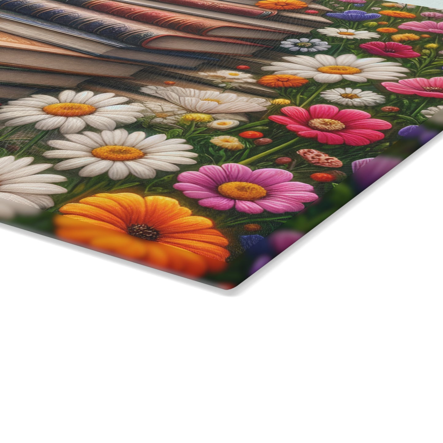 📚 Stacked Books & Wildflowers Cutting Board – Literary Charm Meets Kitchen Elegance 🌸