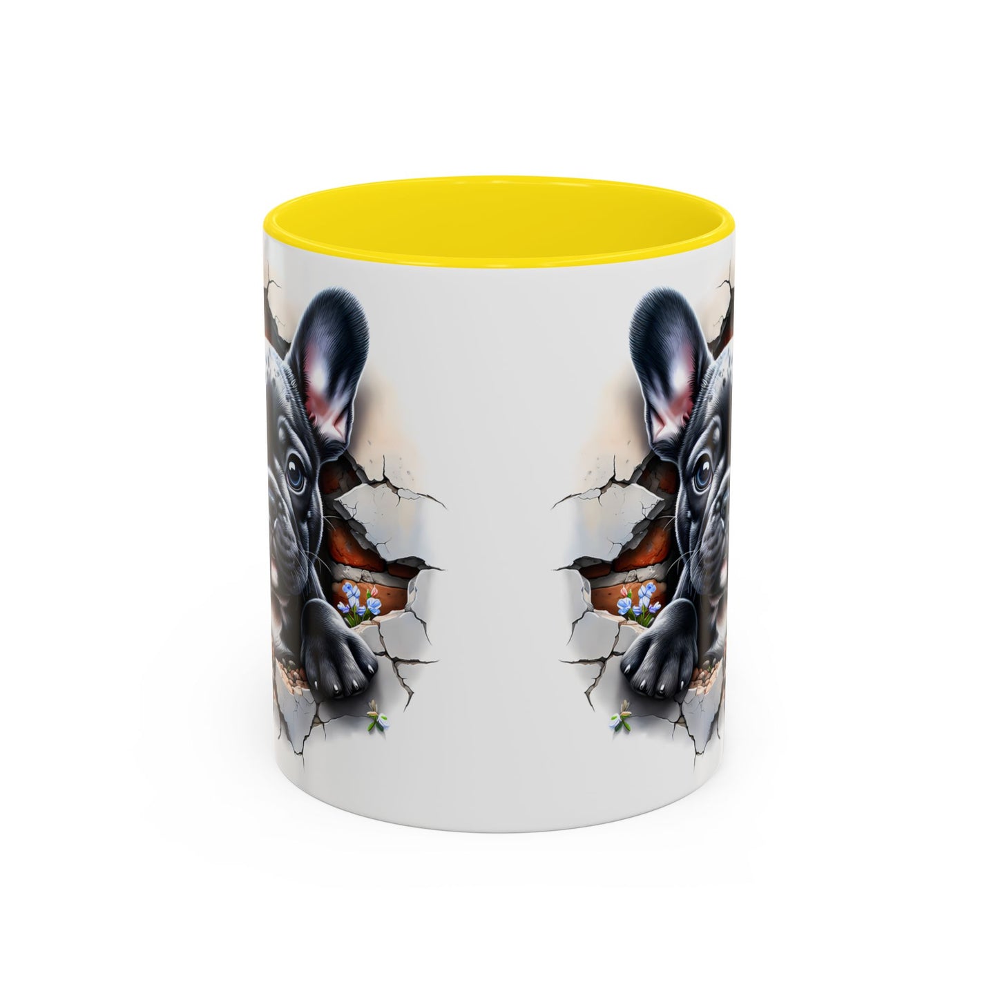 🐾🖤 Black French Bulldog Puppy Accent Mug – Cute Peek-Through Cup for Dog Lovers ☕✨