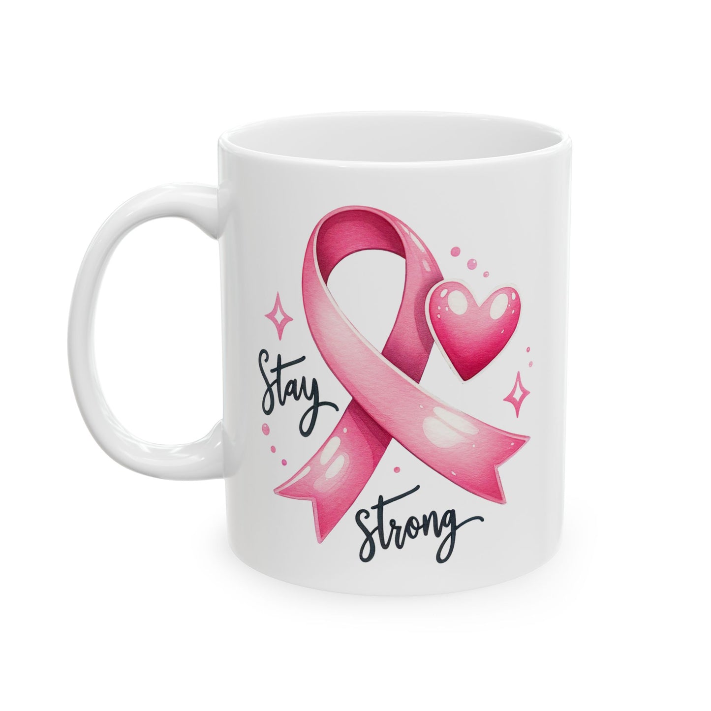 🎀 Stay Strong Pink Ribbon Mug – Inspirational Breast Cancer Awareness Coffee Cup