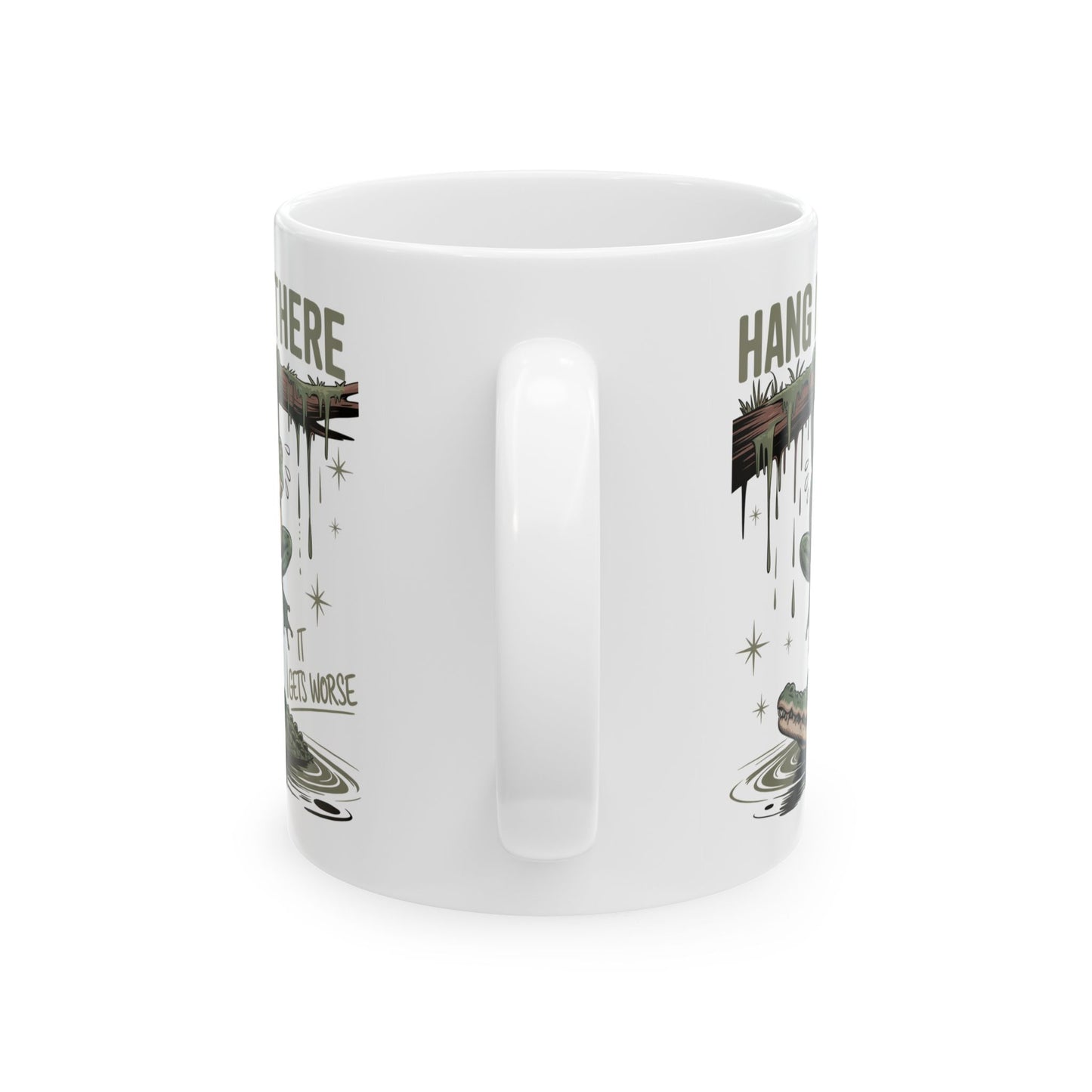 🐸 Hang in There Funny Frog Mug – Dark Humor with a Splash of Sass 🐊
