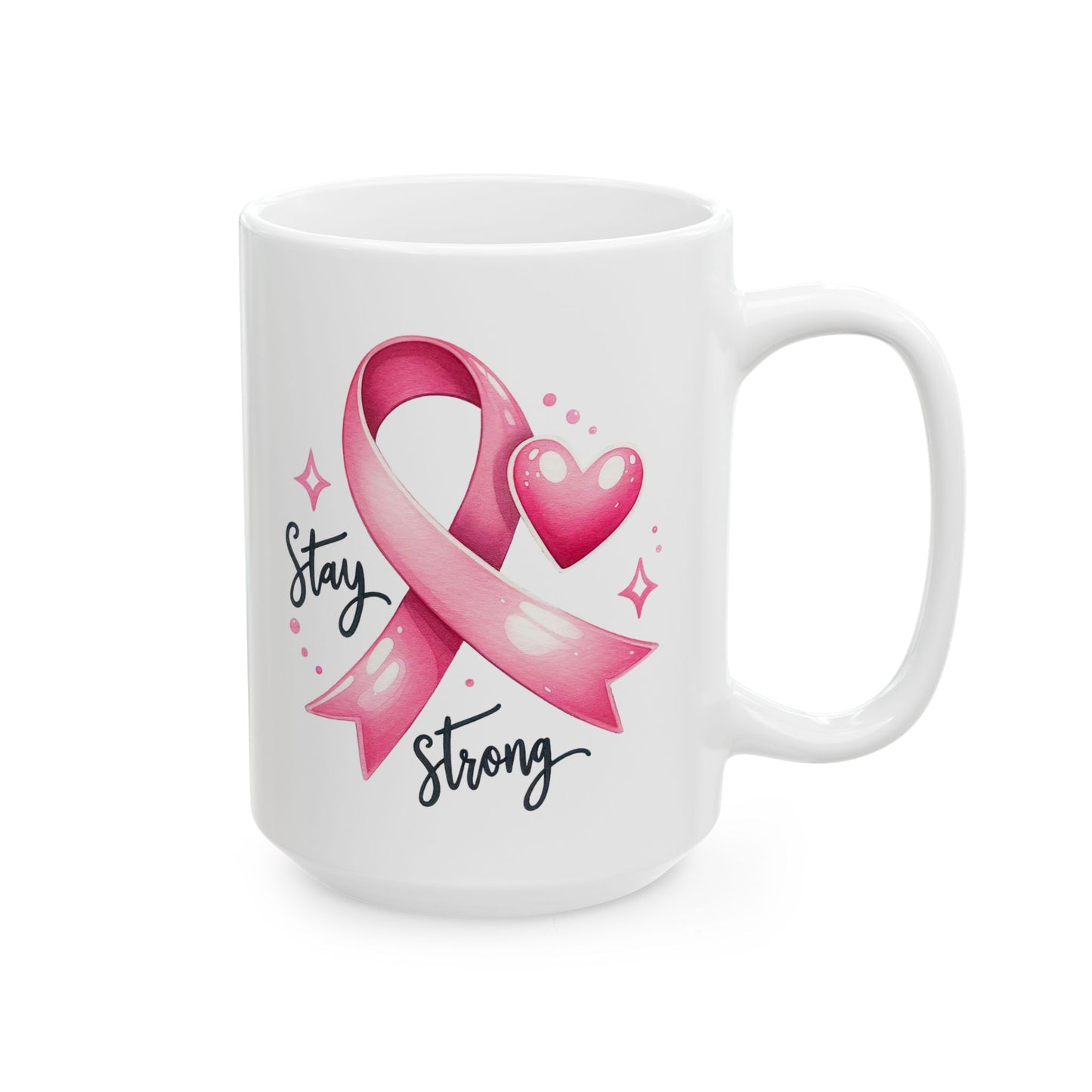 🎀 Stay Strong Pink Ribbon Mug – Inspirational Breast Cancer Awareness Coffee Cup