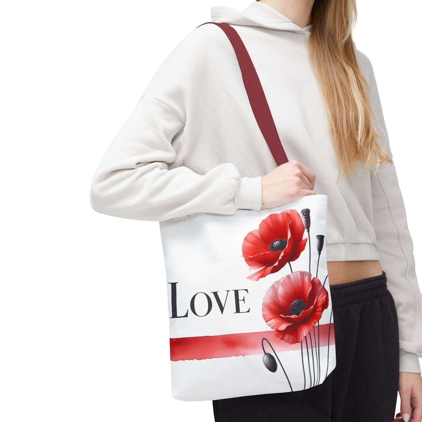 ❤️ Bolso Tote Floral Rojo “Love” – Atrevido, Hermoso y Lleno de Corazón
