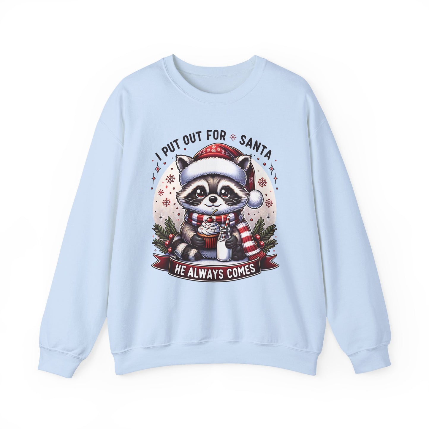 🎄🦝 “Naughty Raccoon Cocoa” Christmas Crewneck – Cute, Cozy & A Little Cheeky