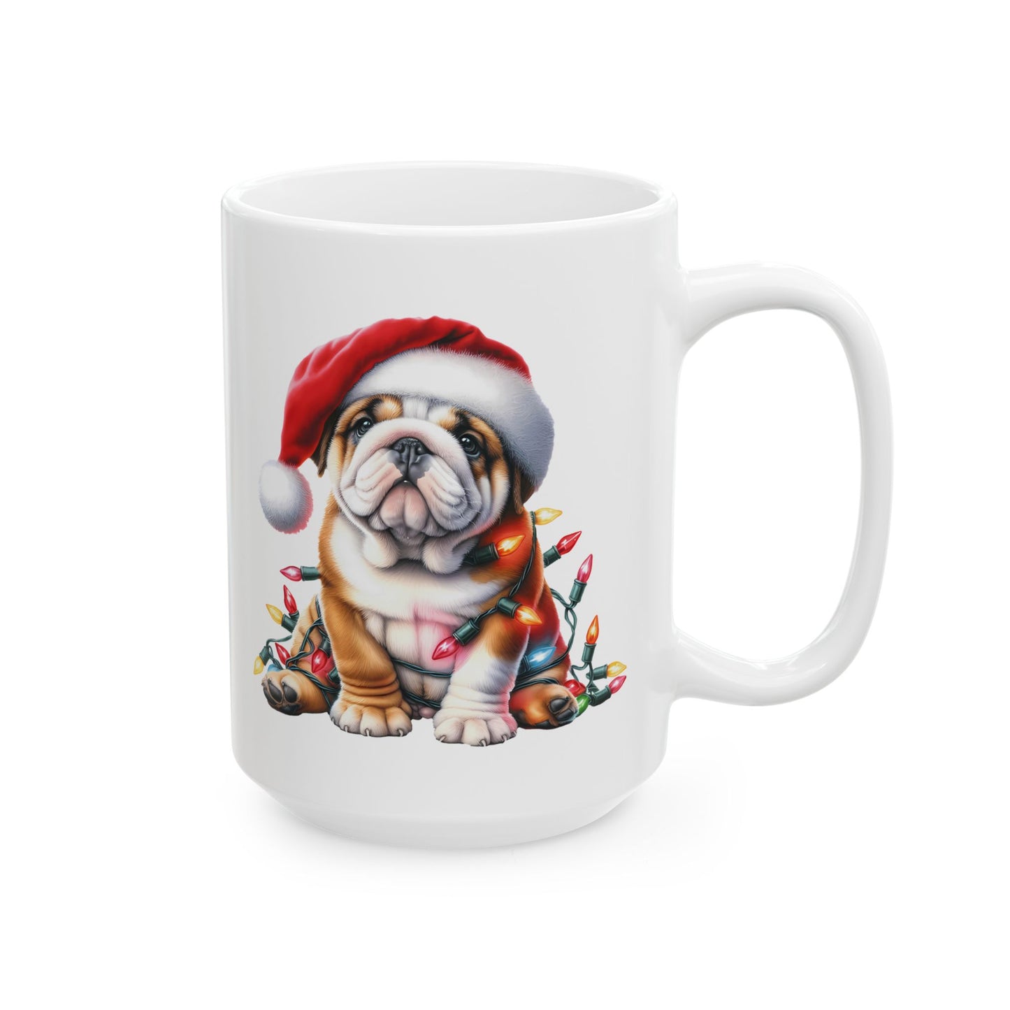 🎅 English Bulldog Christmas Lights Mug – Grumpy Pup, Jolly Spirit! 🐾☕
