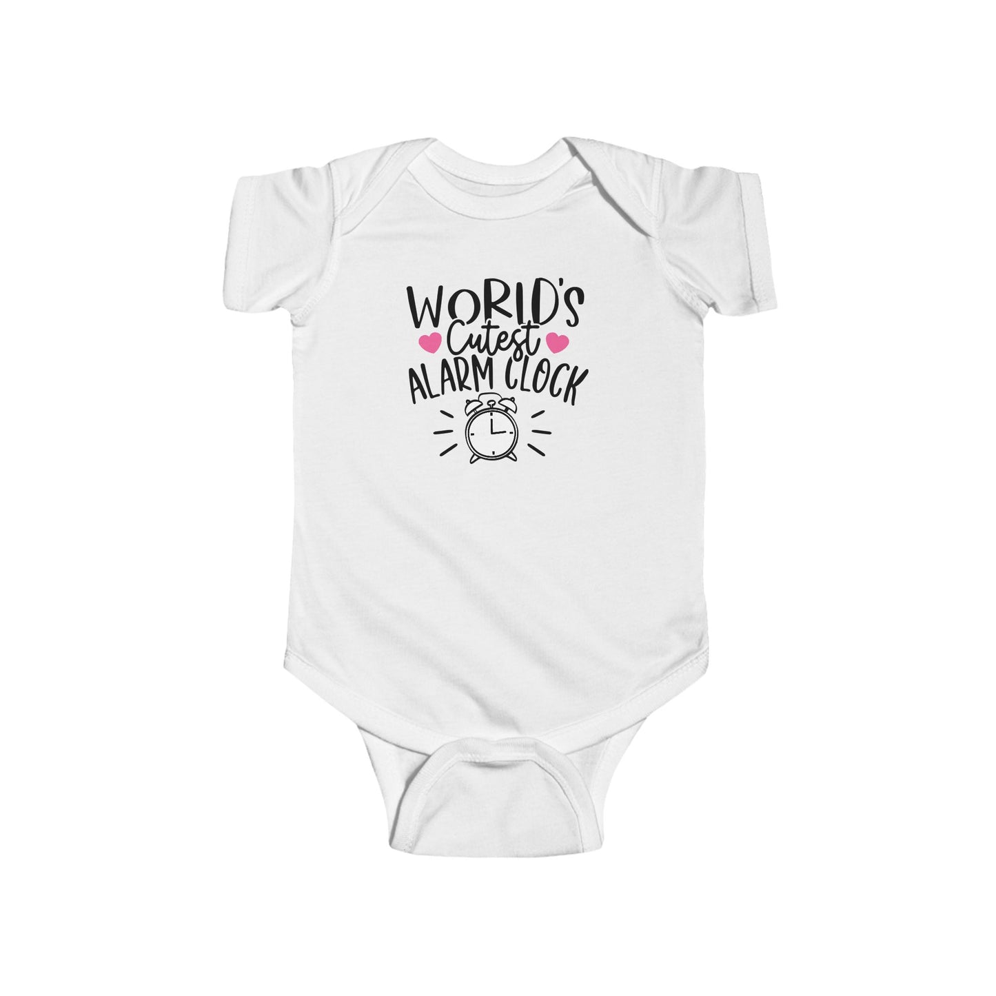 World’s Cutest Alarm Clock Baby Girl Onesie | Funny Infant Bodysuit with Clock Design | Organic Option Available