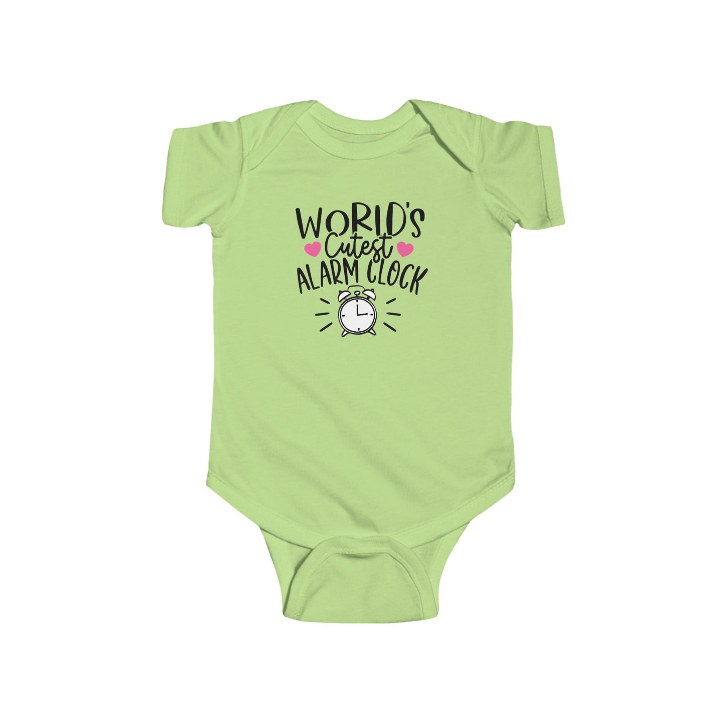 World’s Cutest Alarm Clock Baby Girl Onesie | Funny Infant Bodysuit with Clock Design | Organic Option Available
