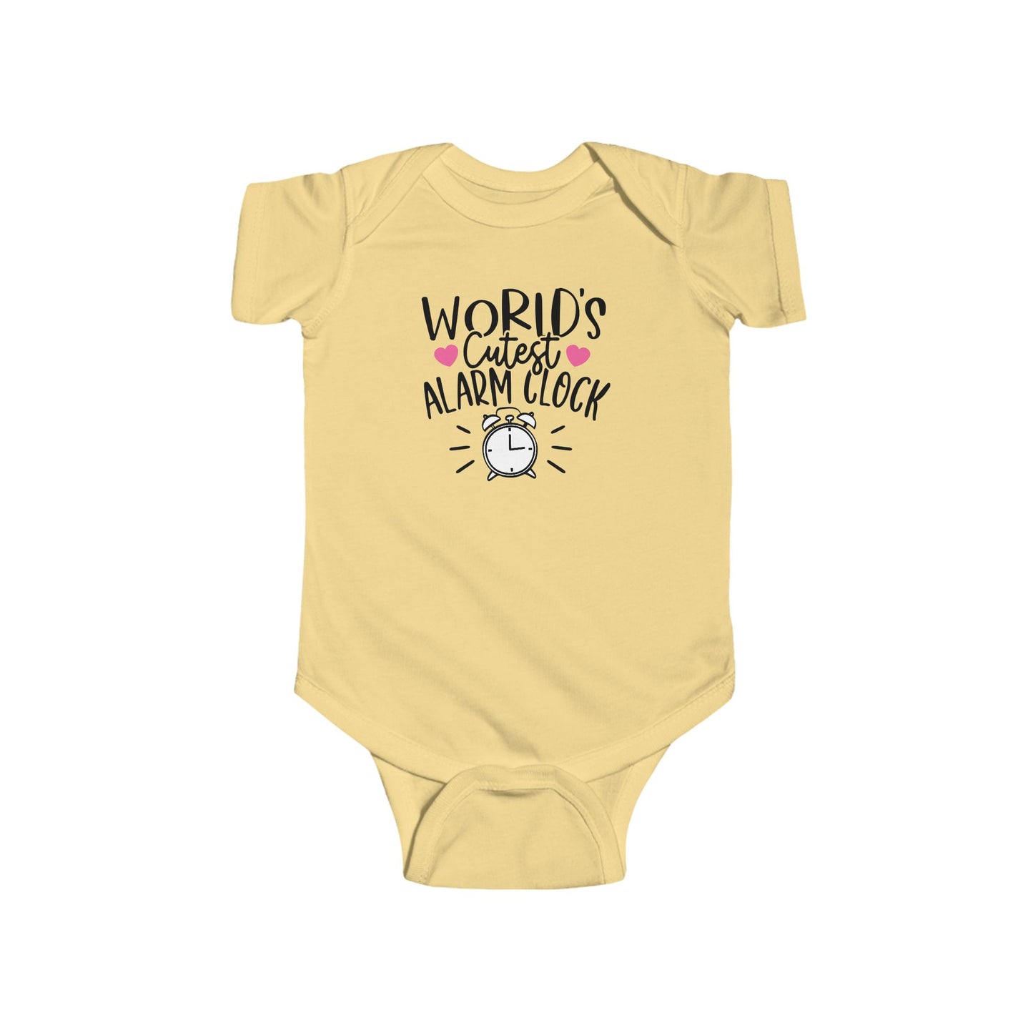 World’s Cutest Alarm Clock Baby Girl Onesie | Funny Infant Bodysuit with Clock Design | Organic Option Available