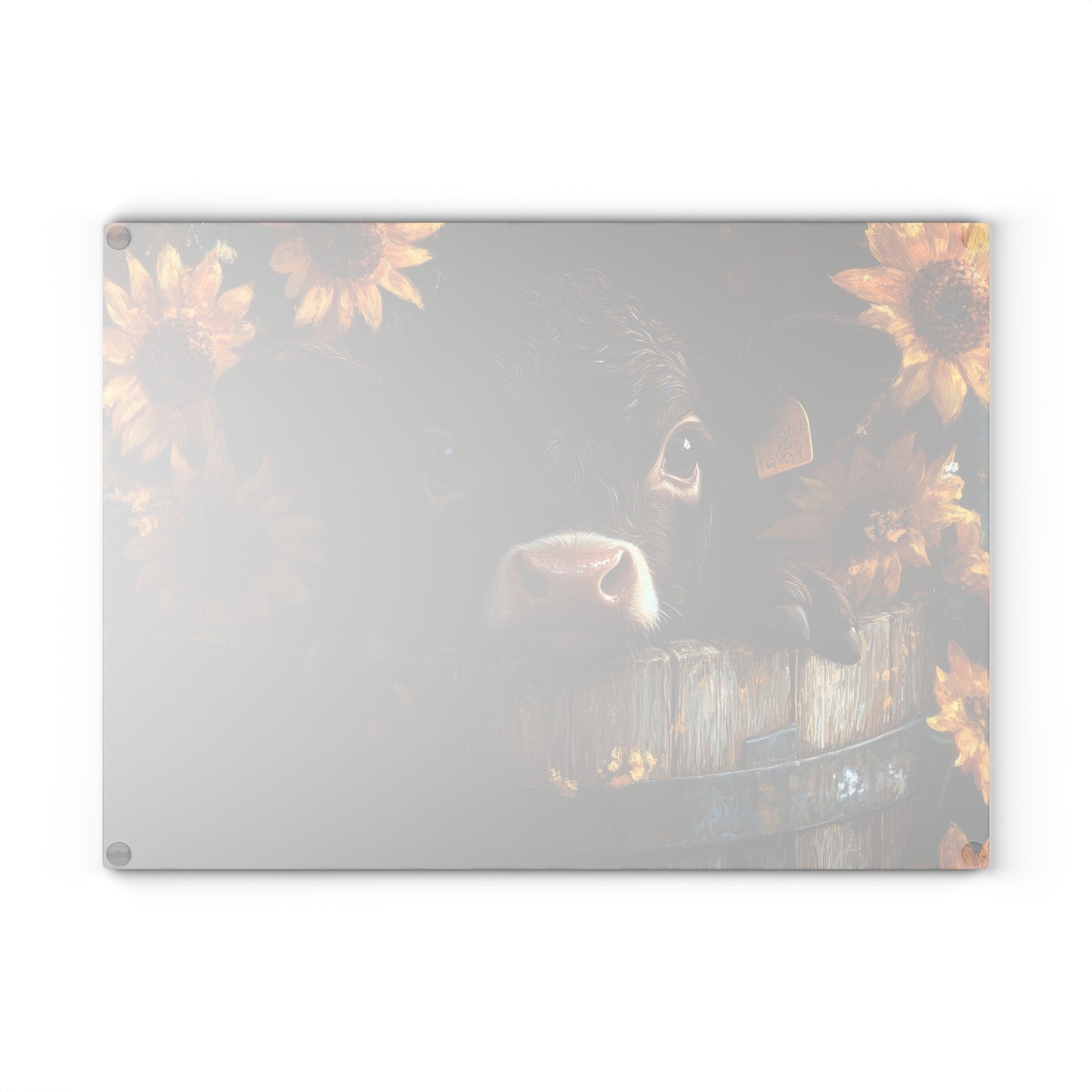 🌻🐄 Rustic Sunflower Calf Cutting Board – Farmhouse Charm Meets Country Elegance 🌾✨