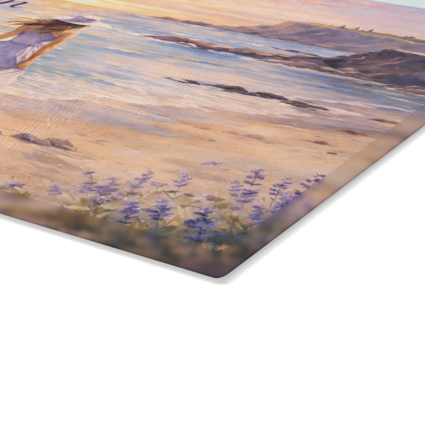 “I Love You Mom” Beach Sunset Glass Cutting Board – Mother’s Day Gift for Mom