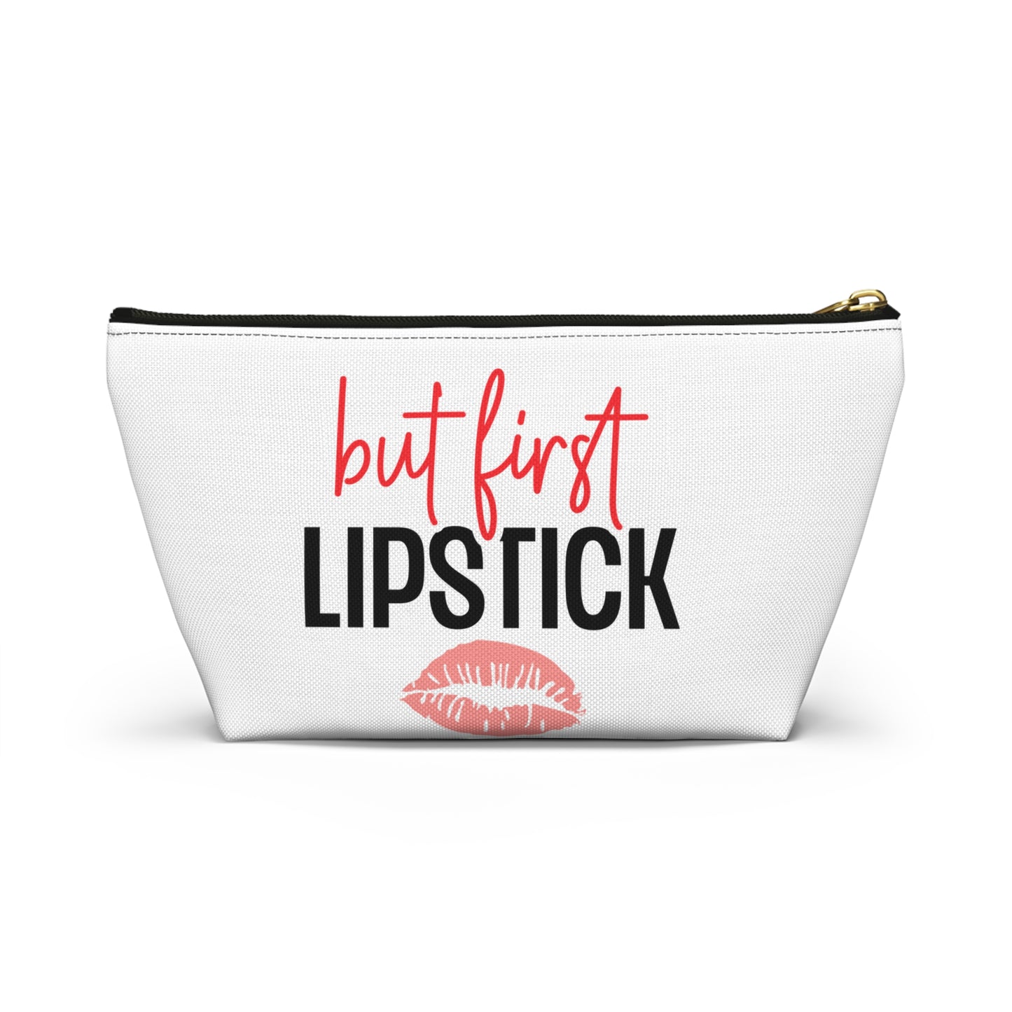 Accessory Pouch – "But First Lipstick" Red Makeup Bag