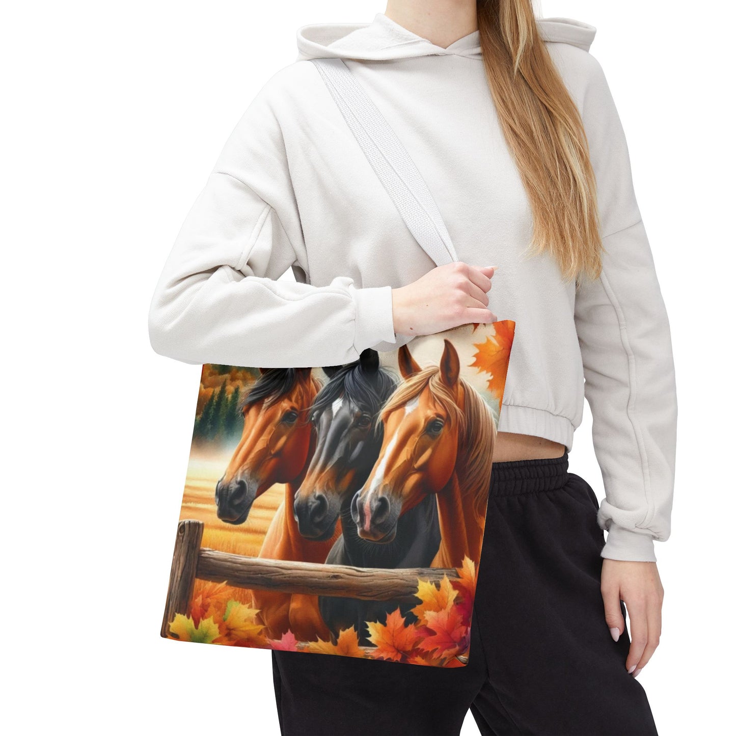 🐴 Autumn Horse Trio Tote Bag – Rustic, Stylish & Practical 🍂