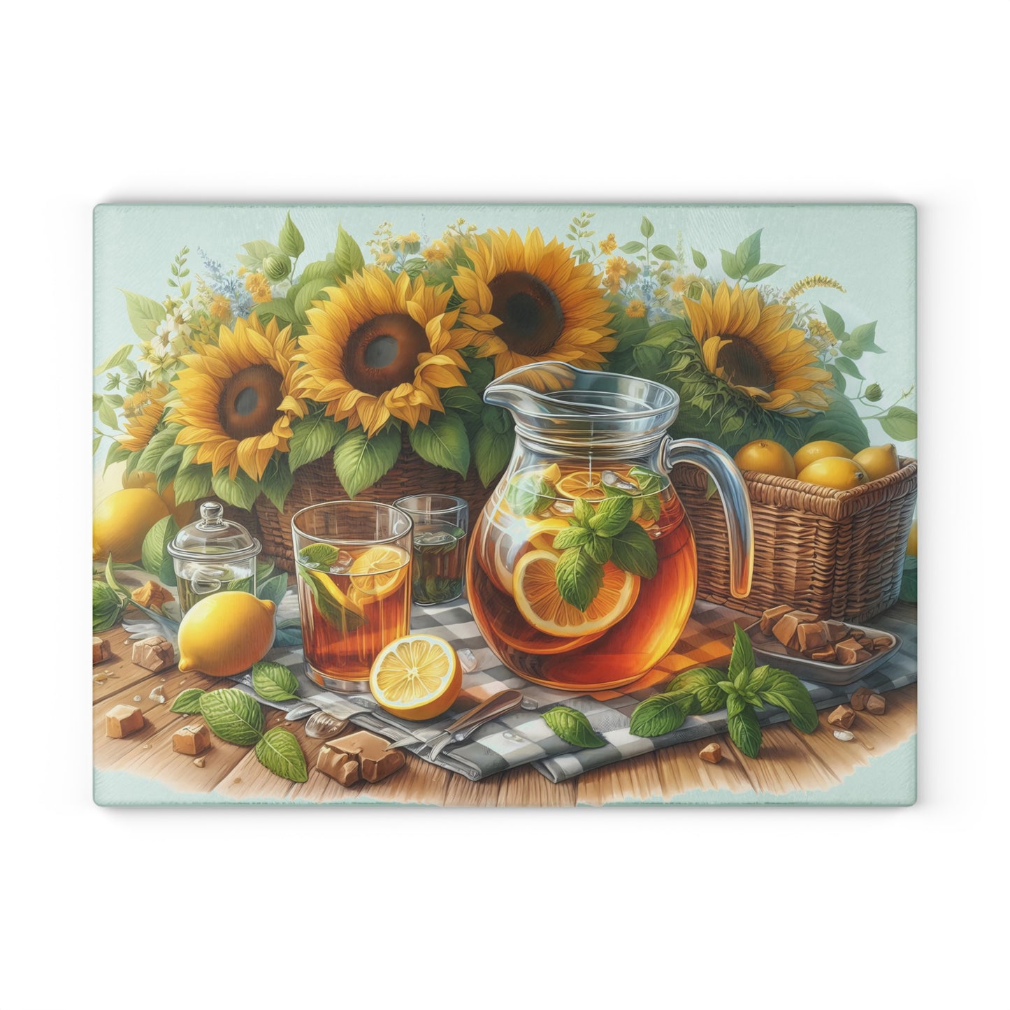🍋 Sunflower Lemon Iced Tea Cutting Board – Summer Sips & Farmhouse Sunshine