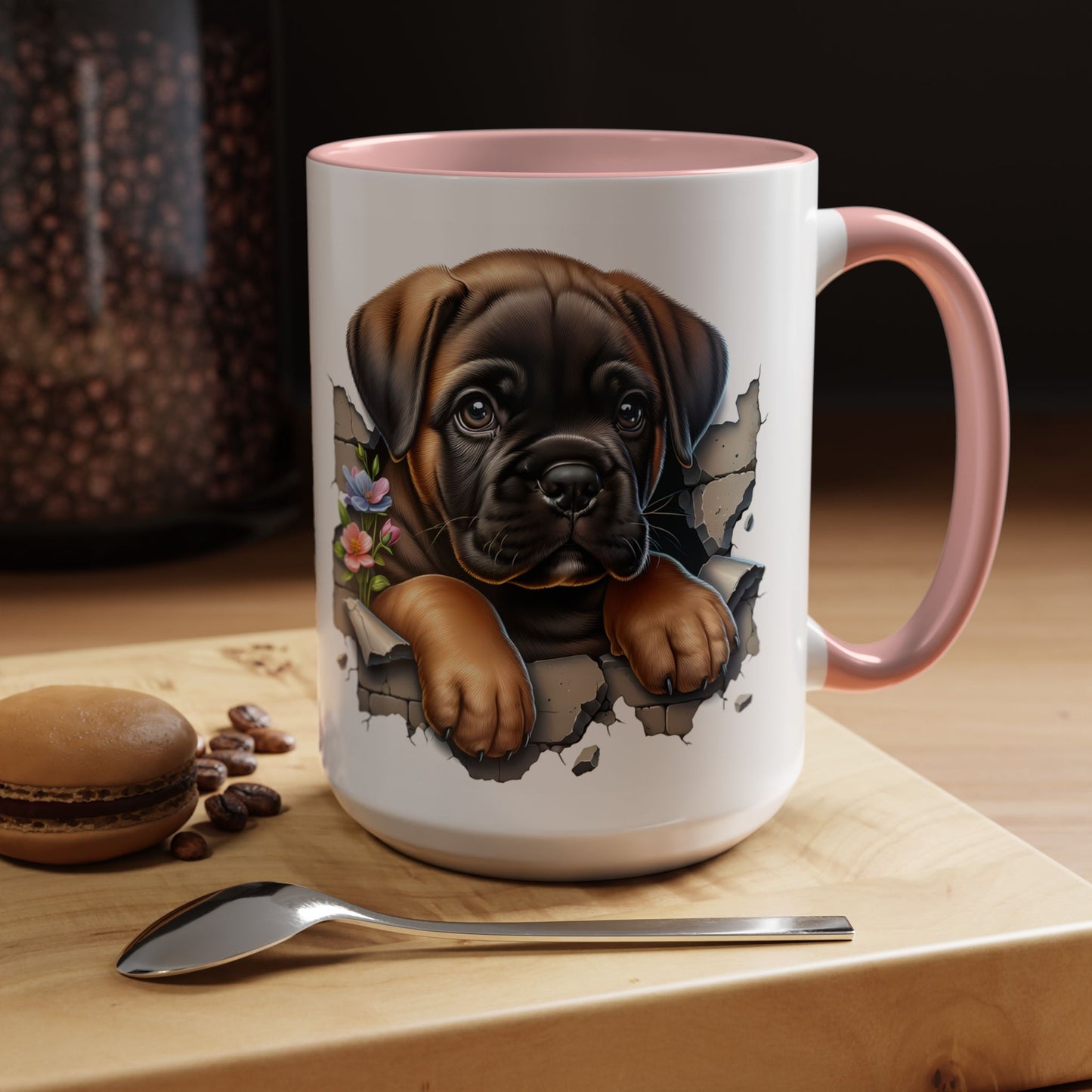 🧡 Boxer Puppy Accent Mug – Adorable Peek-Through Cup for Dog Lovers