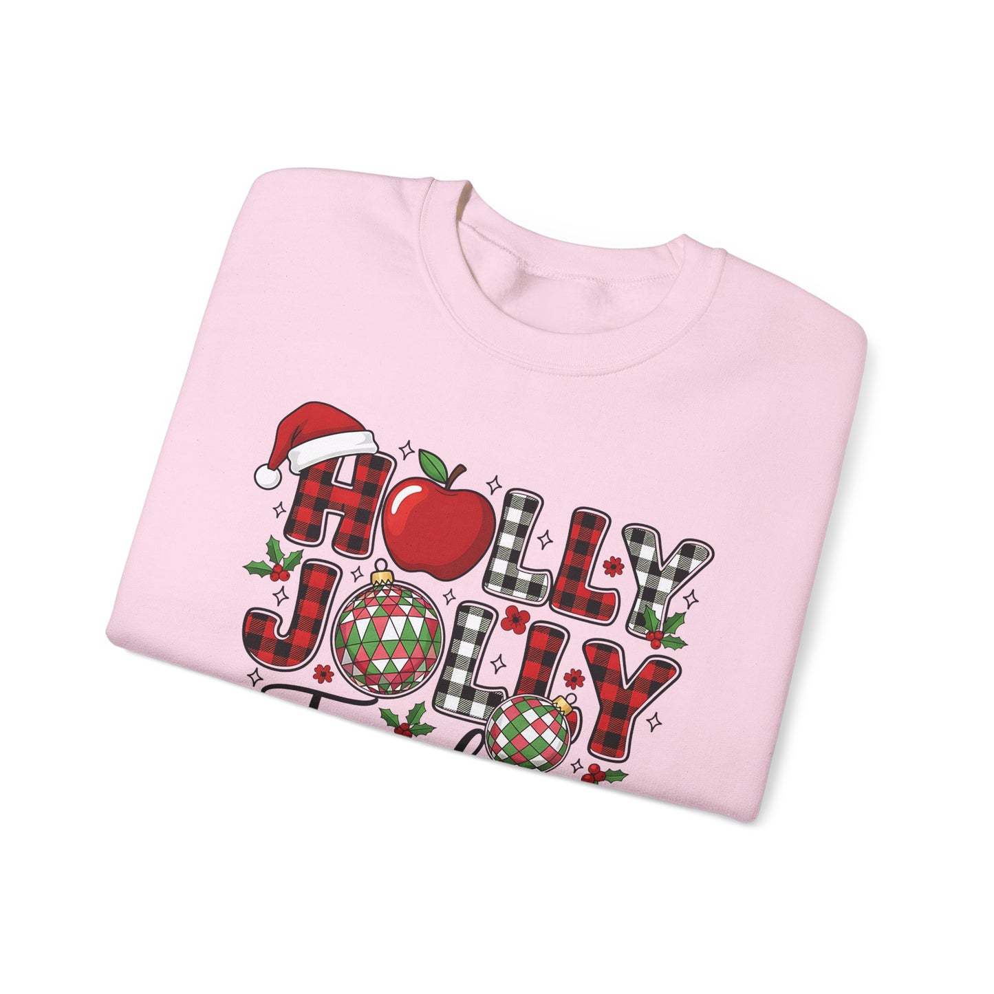 🍎✨ Holly Jolly Teacher Sweatshirt – Festive Classroom Cheer 🎄📚