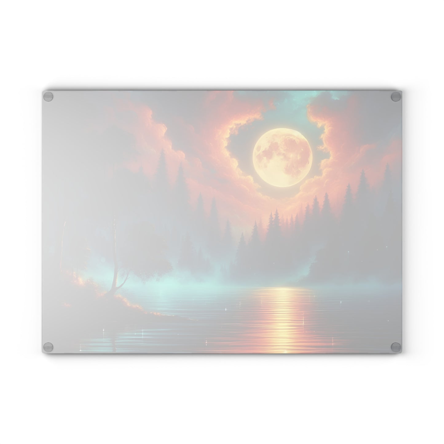 🌕🔥 Moonlit Forest Glow Cutting Board – Celestial Night Sky Reflection Art 🔥🌕