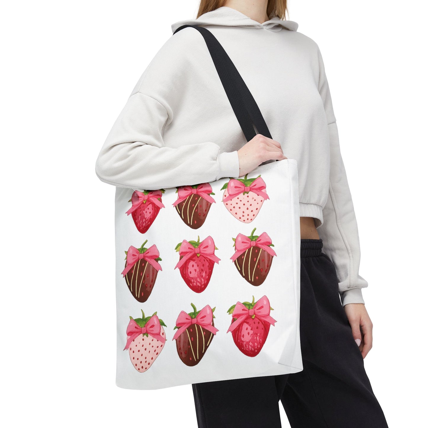 🍓 Chocolate-Covered Strawberry Tote Bag – Sweet, Stylish & Practical 🍫