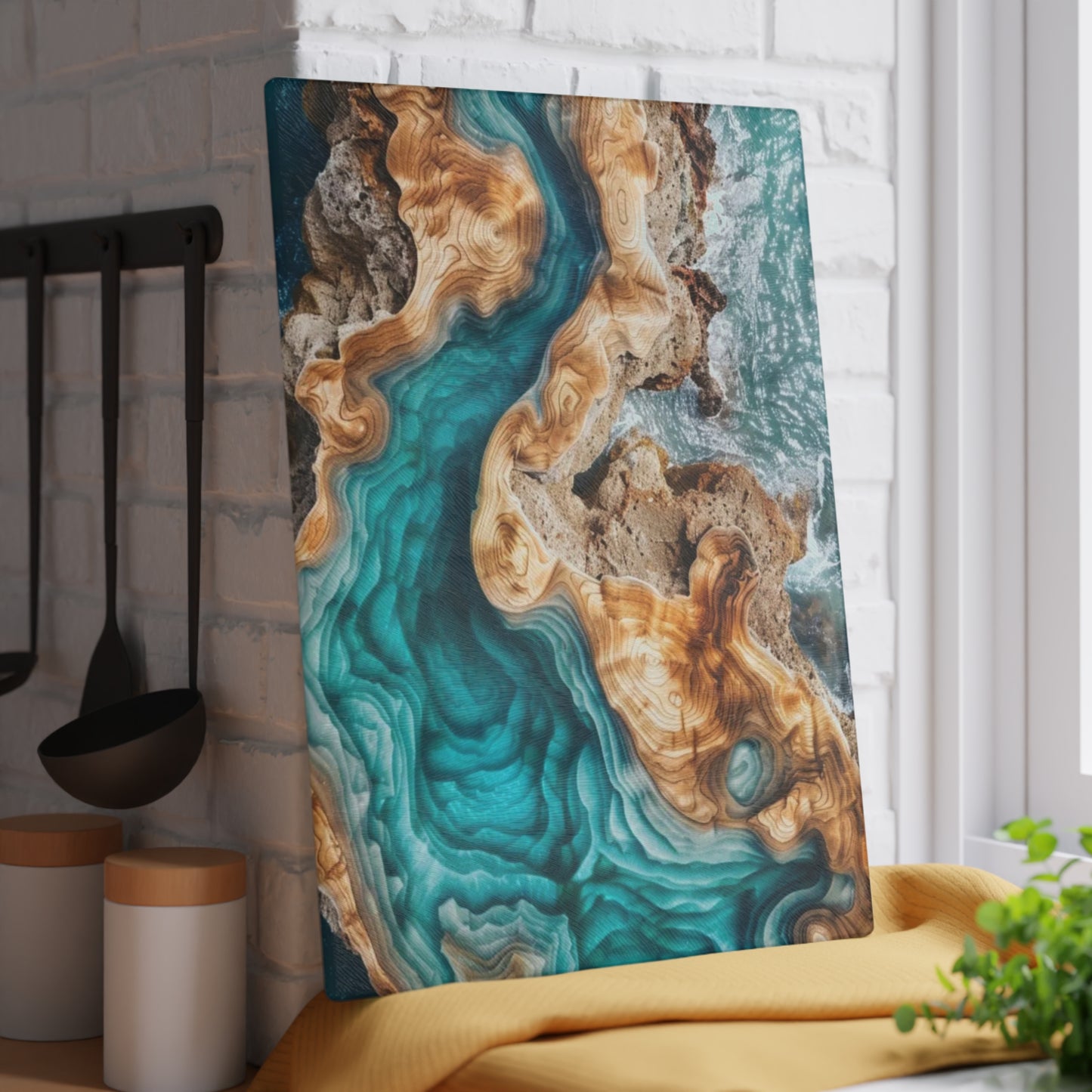🌊✨ “Ocean Drift” Glass Cutting Board – Coastal Calm for Your Kitchen