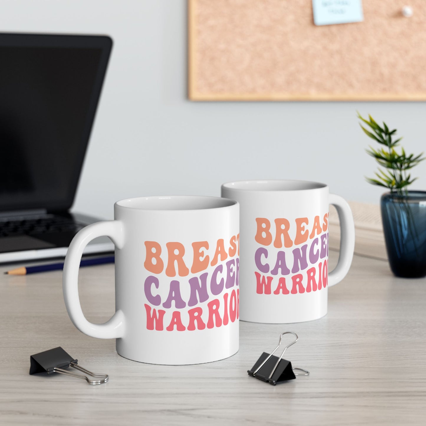 🎀 Breast Cancer Warrior Mug – Retro Strength & Bold Courage 💪