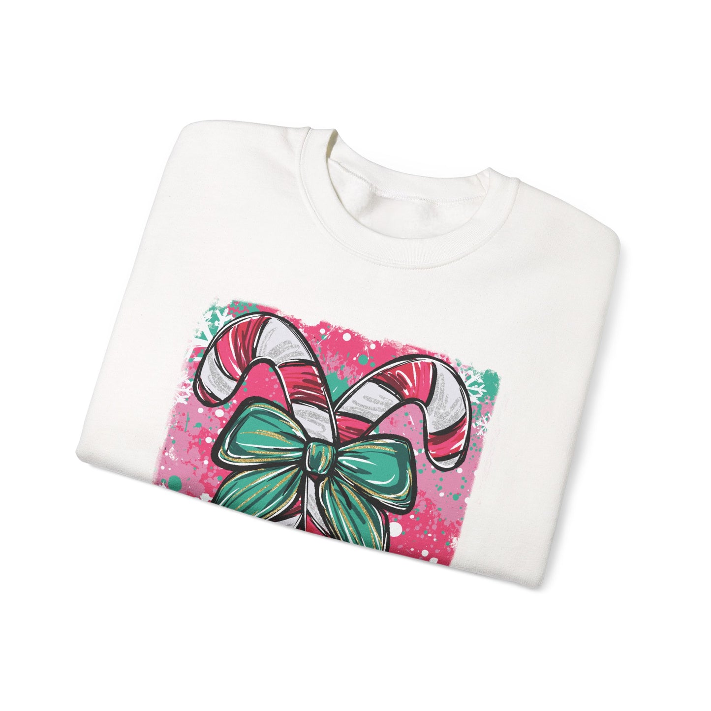 🍭✨ Candy Cane Bow Sweatshirt – Sweet Holiday Style 💖🎀