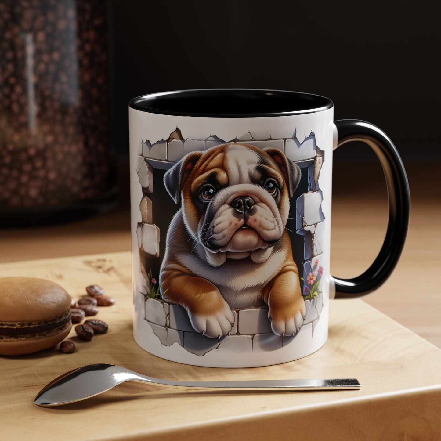🐶☕ English Bulldog Puppy Accent Mug – Adorable Breakthrough Pup Design ✨rs (11/15oz)