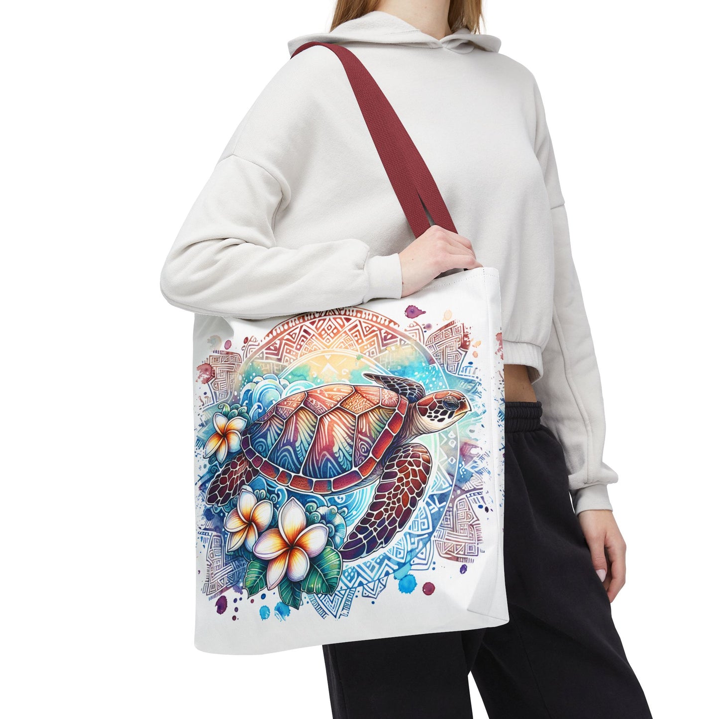 🐢 Vibrant Tribal Sea Turtle Tote Bag – Ocean Beauty Meets Island Vibes 🌊👜