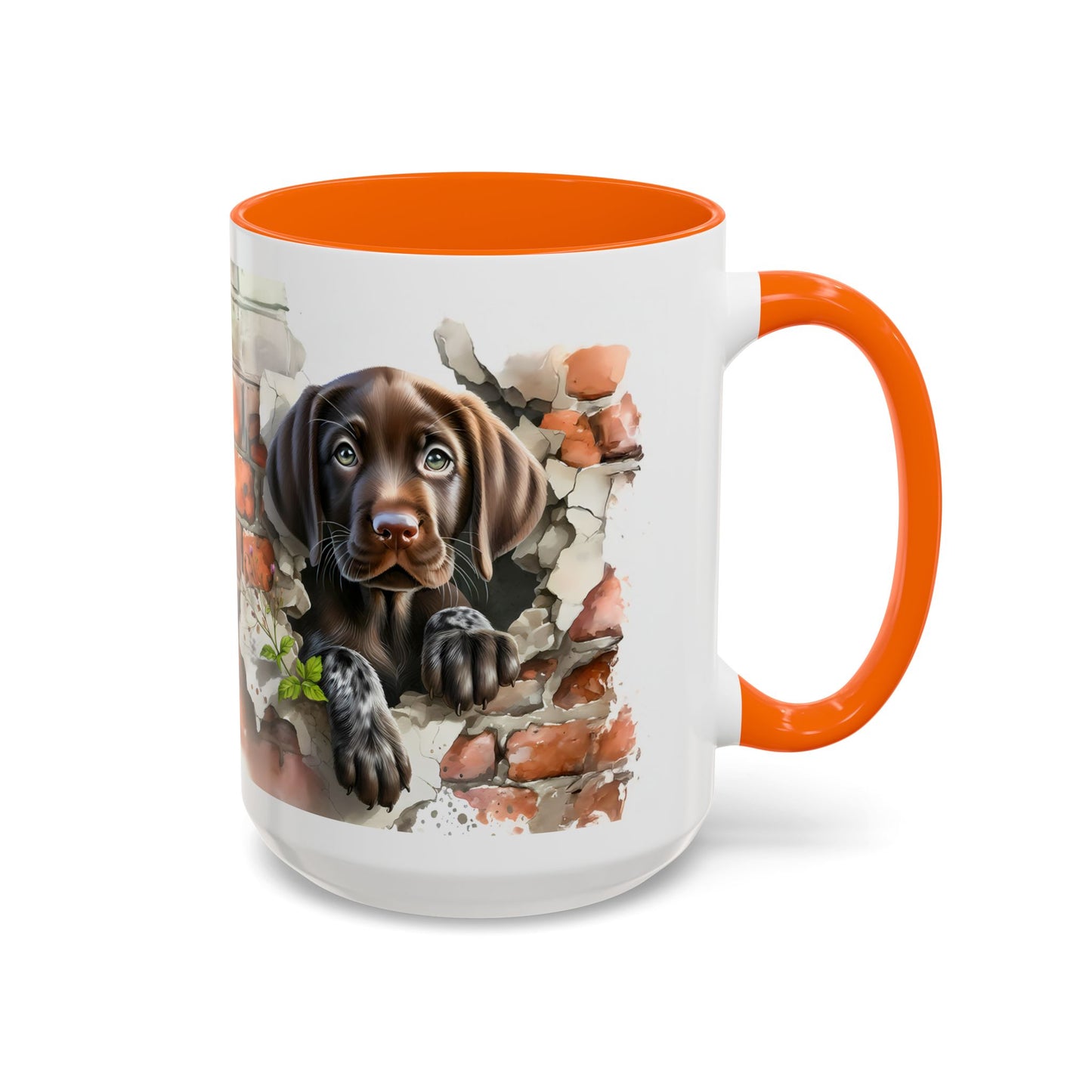 🐶🍫 Chocolate Lab Puppy Accent Mug – Sweet Brown Pup Coffee Cup ☕💛