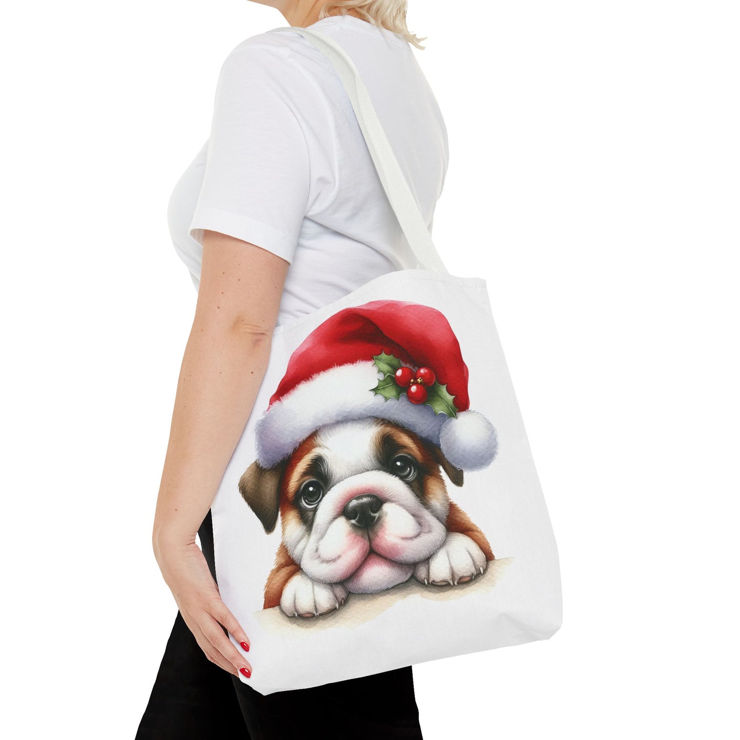 🐾 Bulldog Christmas Tote Bag – Santa Paws Cuteness You Can Carry 🎄