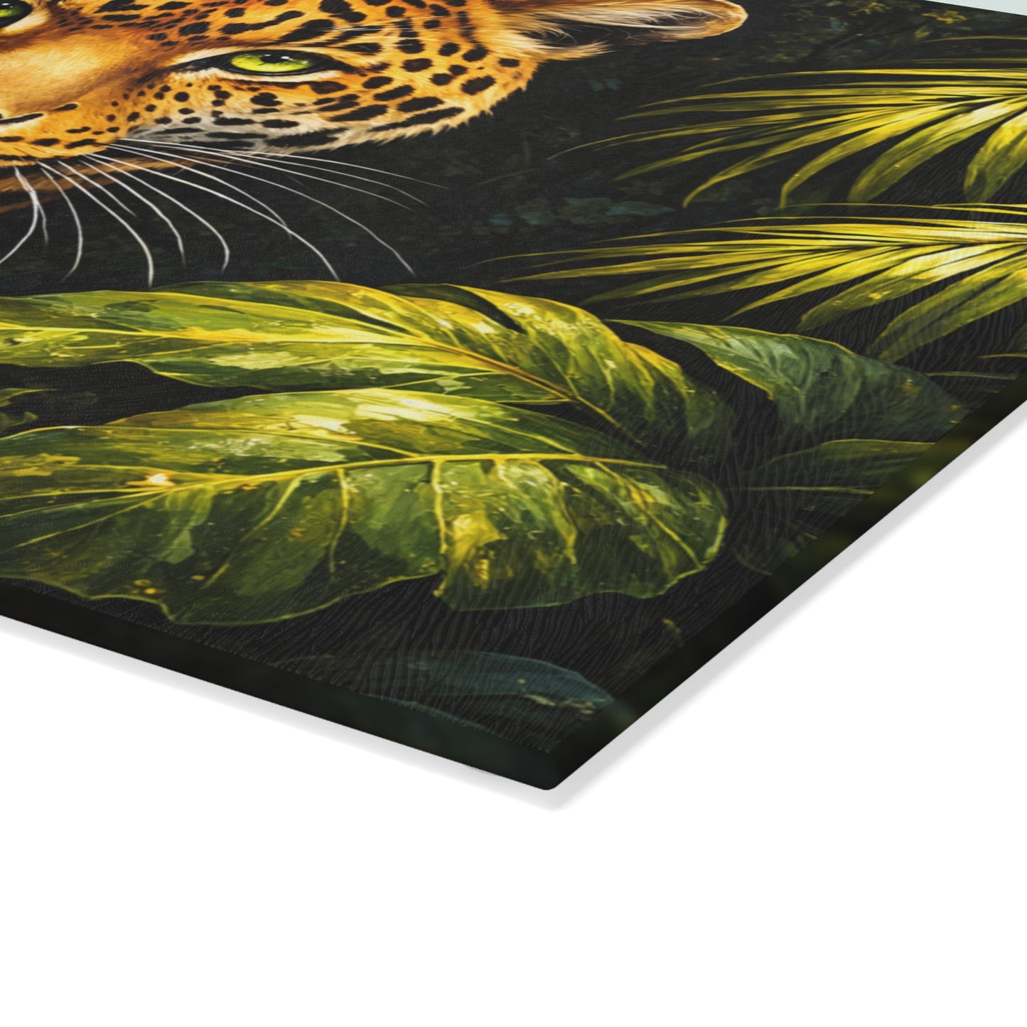Leopard Jungle Glass Cutting Board – Majestic Wildlife Nature Artwork