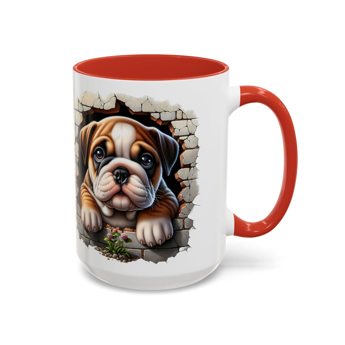🎀🐶 English Bulldog Puppy Accent Mug – Cute Peek-Through Dog Design for Animal Lovers ☕💖