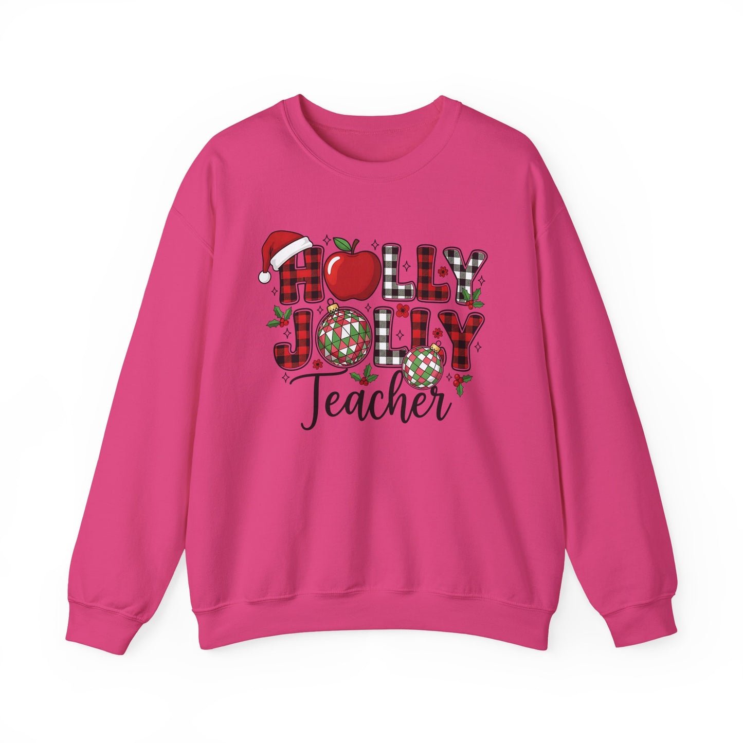 🍎✨ Holly Jolly Teacher Sweatshirt – Festive Classroom Cheer 🎄📚