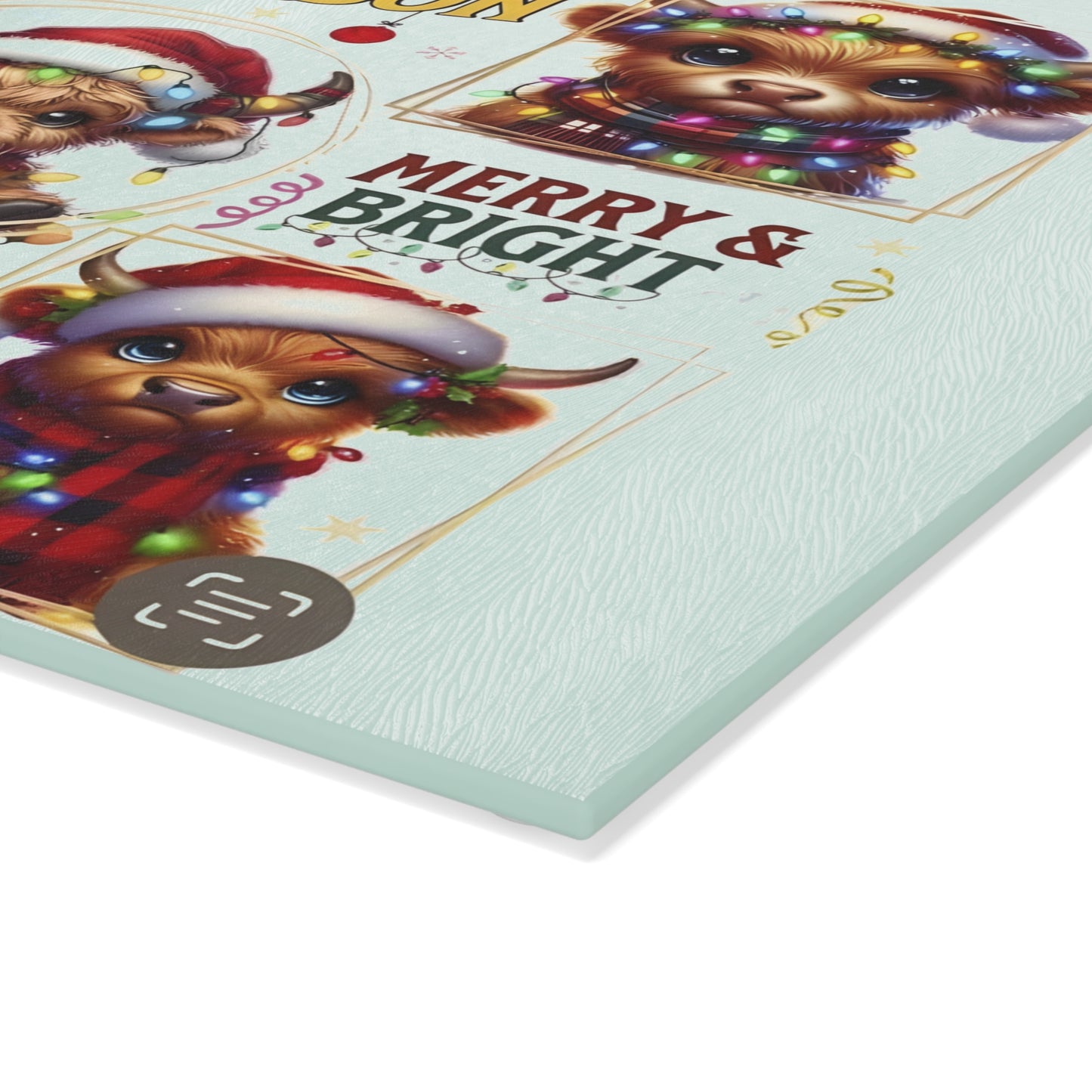 🎄 ’Tis the Season Highland Cow – Merry & Bright Christmas Cutting Board