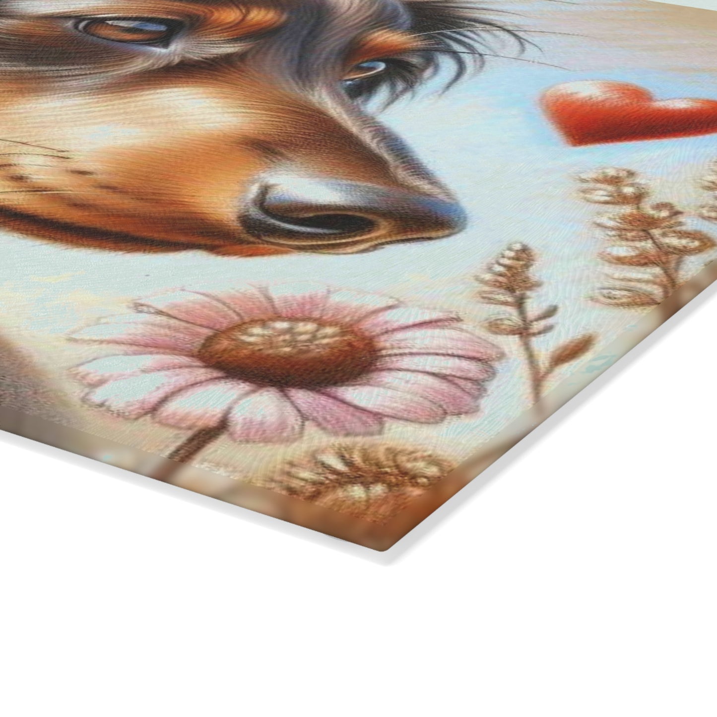 🐾 Dachshund Love Cutting Board – Whimsical Heart & Floral Charm for Your Kitchen