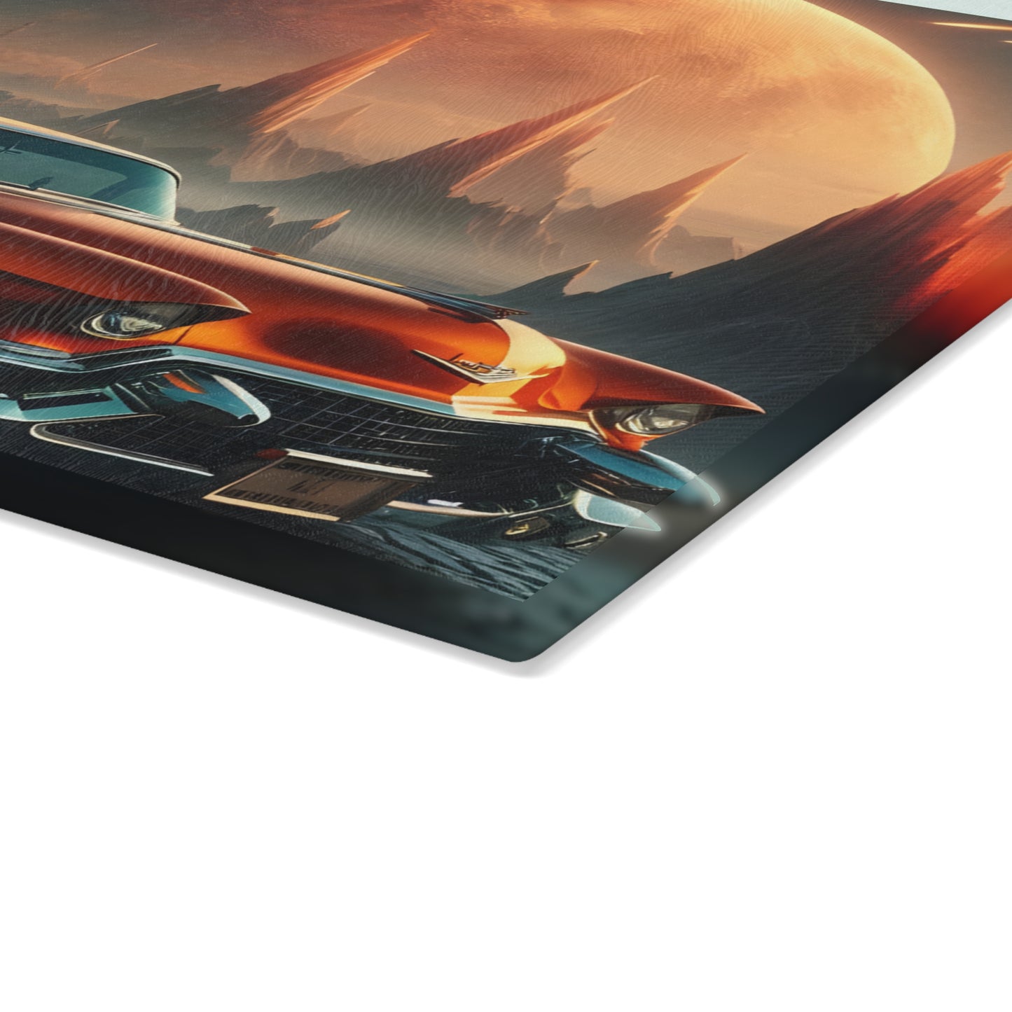 🔥 Retro Flame Classic Car Cutting Board – Bold Style for Kitchen & Garage Lovers 🚗