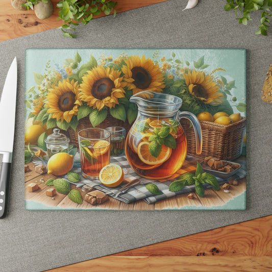 🍋 Sunflower Lemon Iced Tea Cutting Board – Summer Sips & Farmhouse Sunshine
