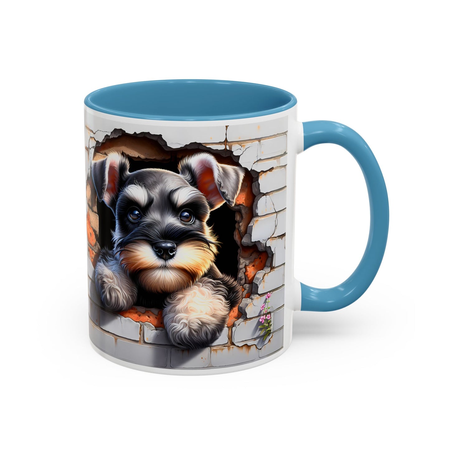 🎀🐶 Schnauzer Puppy Accent Mug – Cute Peek-Through Dog Design for Animal Lovers ☕💖