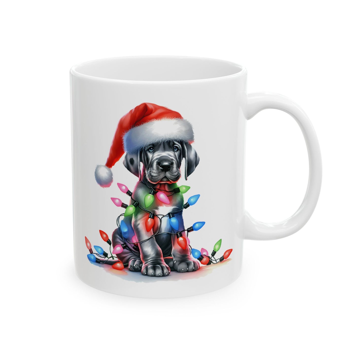 🎄 Great Dane Christmas Lights Mug – Festive Pup Charm in Every Sip 🎄