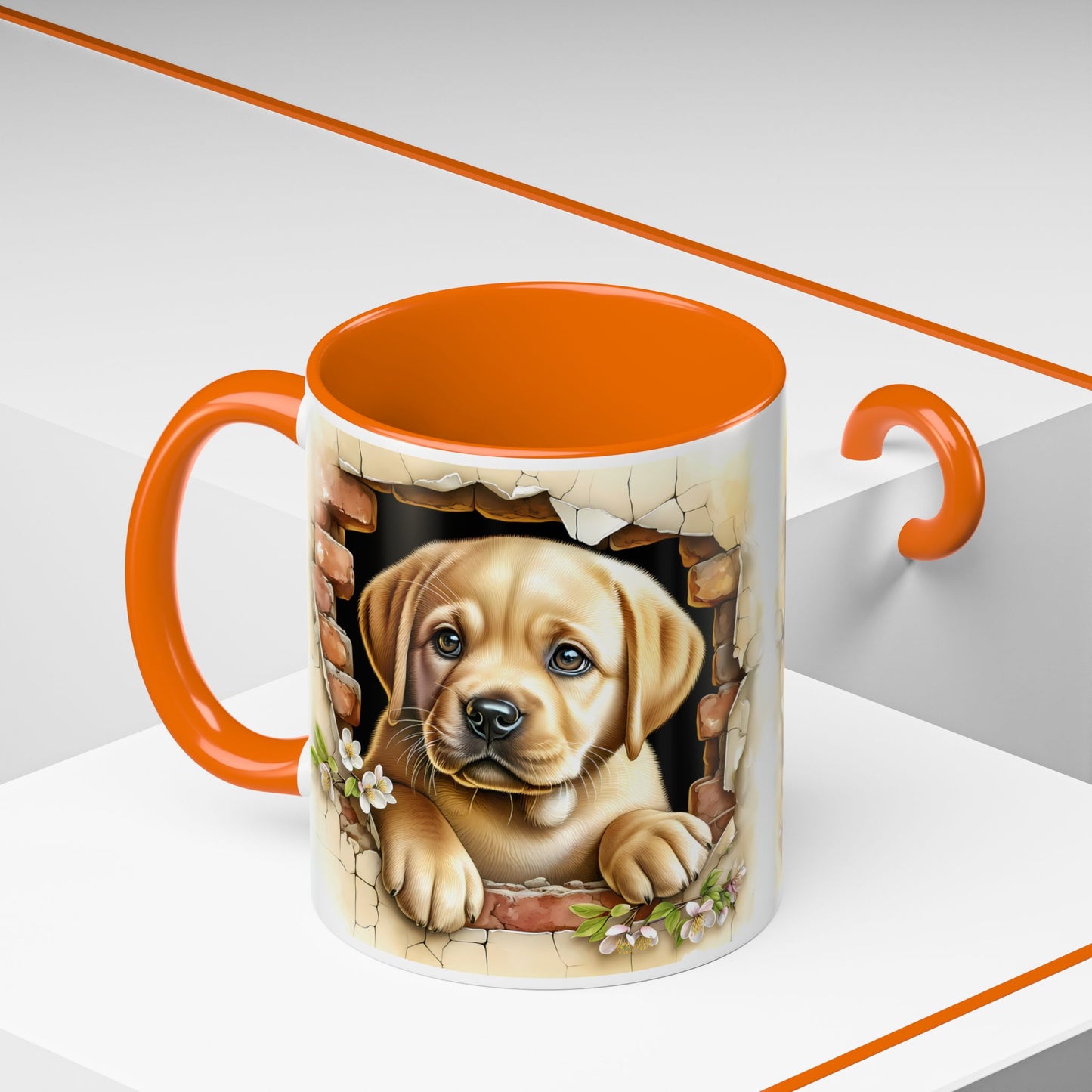 🐶☕ Labrador Puppy Peek Accent Mug – Sweet Yellow Lab Lover Gift ✨💛