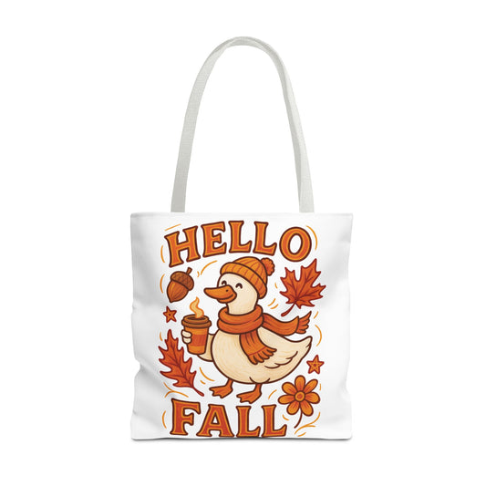 🧡 Hello Fall Duck Tote Bag – Cozy Autumn Vibes & Feathered Charm 🍂🦆