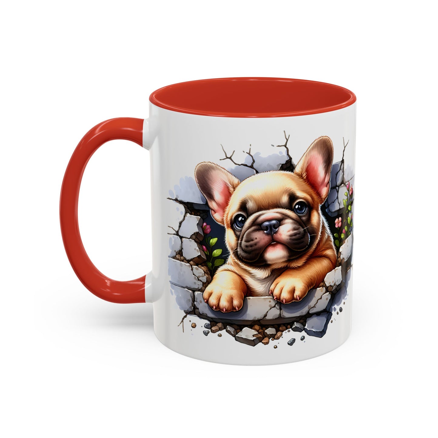 🐾☕ Tan French Bulldog Puppy Accent Mug – Sweet Peek-Through Pup Design ✨