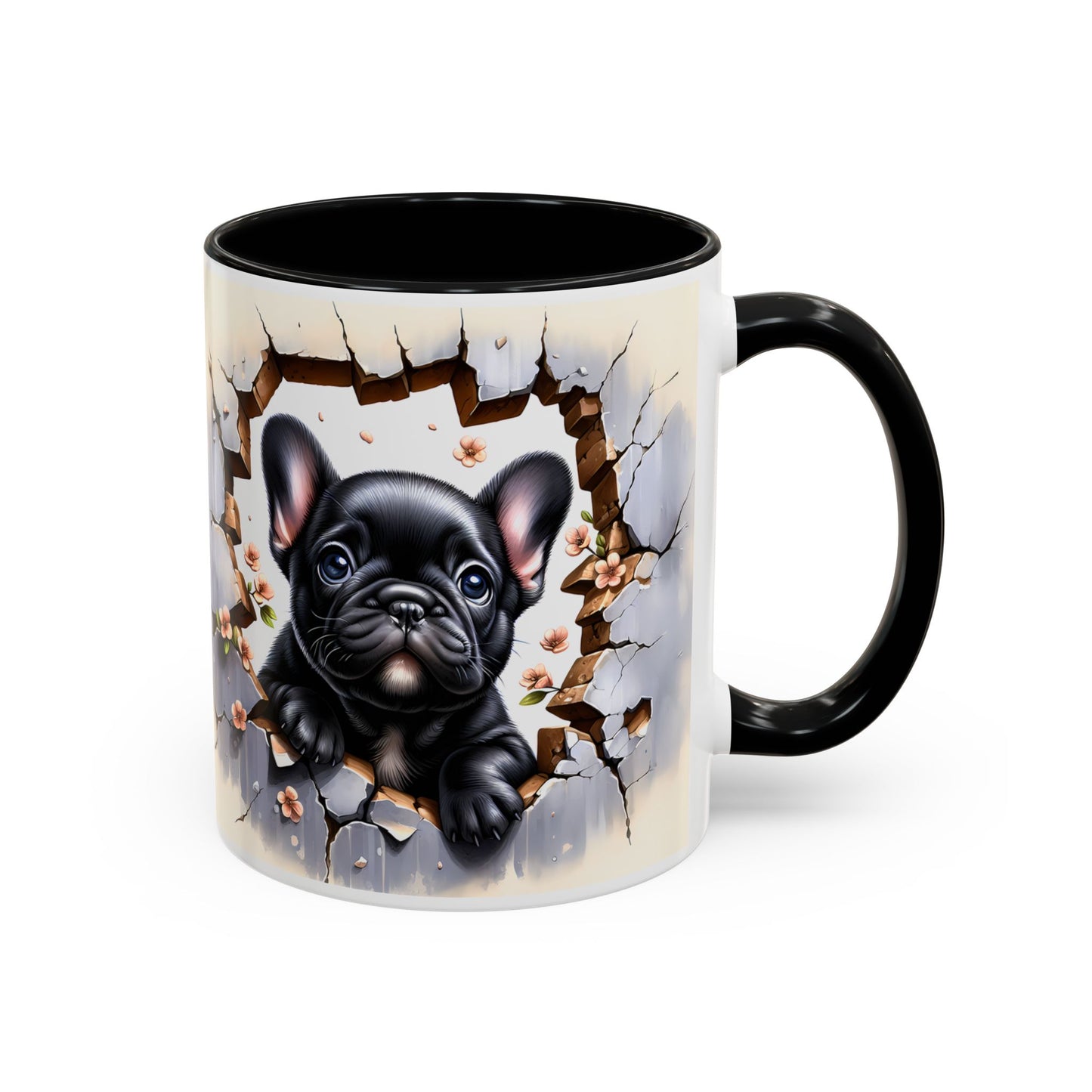 🐾☕ Black French Bulldog Puppy Accent Mug – Cute Breakthrough Pup Design ✨