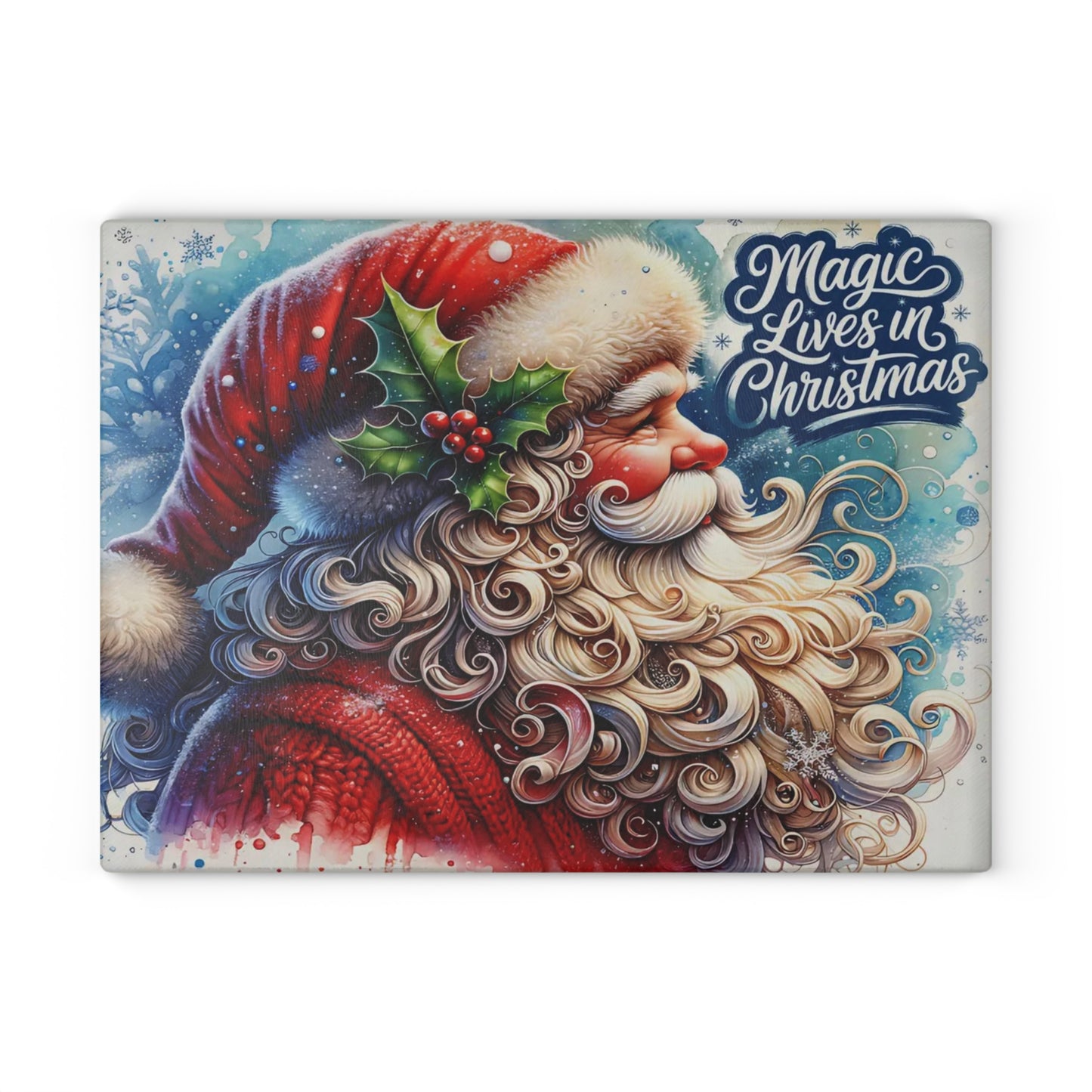 🎅✨ “Christmas Spirit” Glass Cutting Board – Festive Cheer for Your Holiday Kitchen