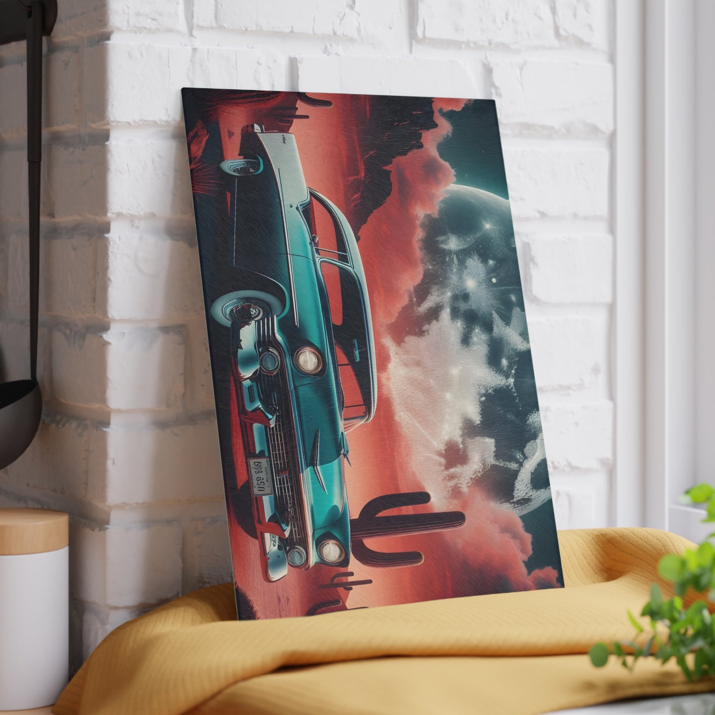 🌵 Retro Desert Night Car Cutting Board – Vintage Vibes for Your Kitchen 🚗