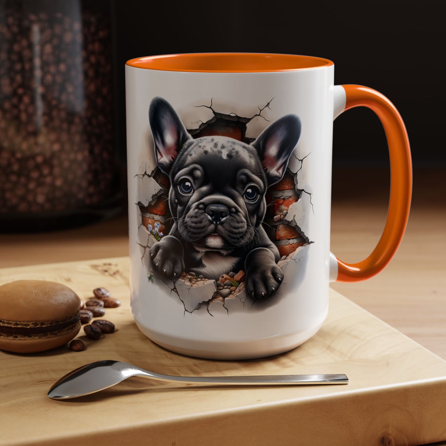 🐾🖤 Black French Bulldog Puppy Accent Mug – Cute Peek-Through Cup for Dog Lovers ☕✨