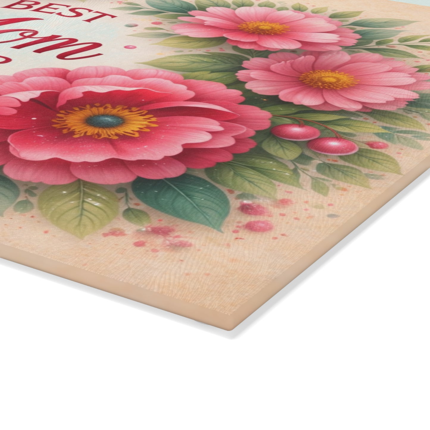 Best Mom Ever Floral Glass Cutting Board – Elegant Kitchen Gift for Her