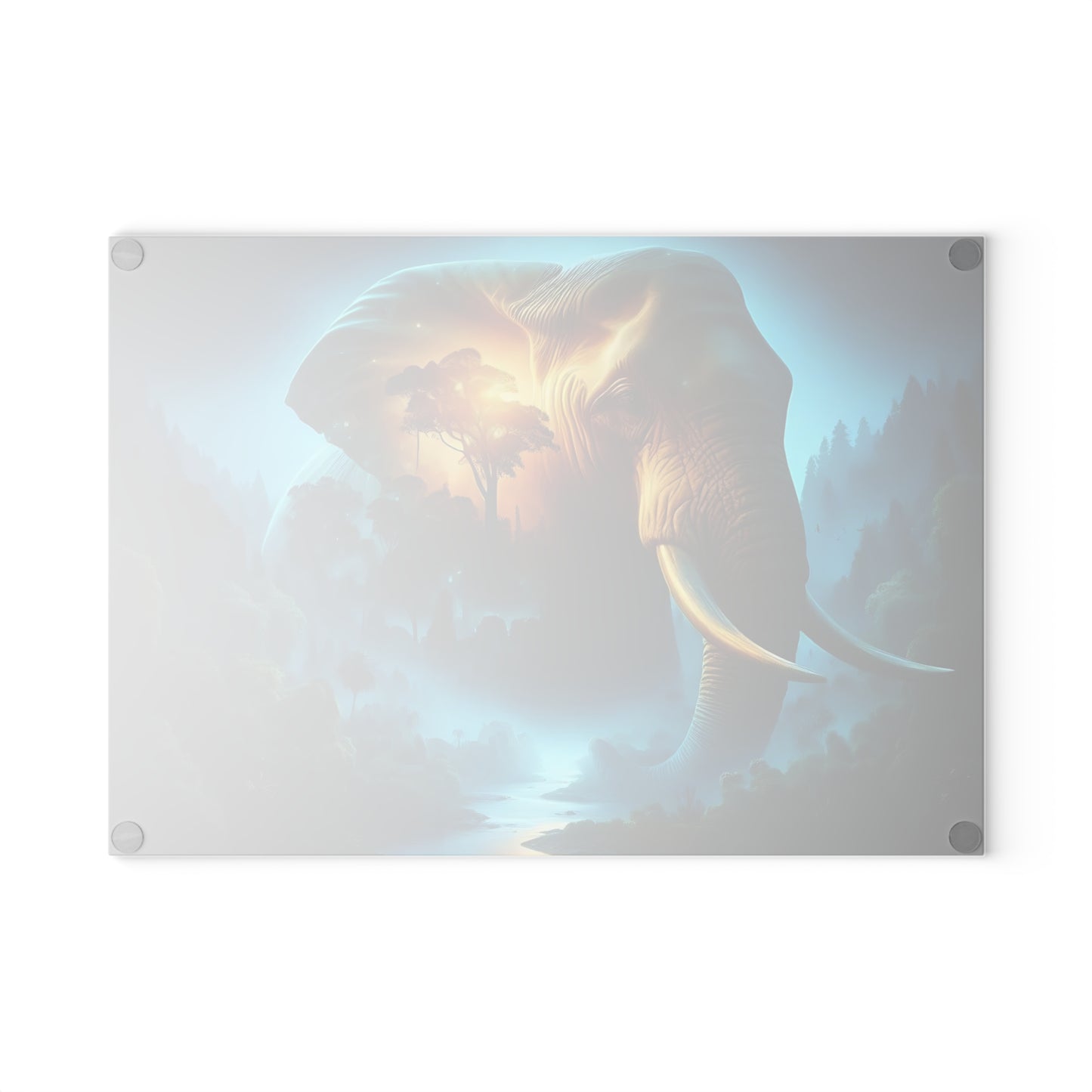 Tabla de cortar de vidrio templado con forma de elefante: presenta una impresionante representación artística de un elefante.