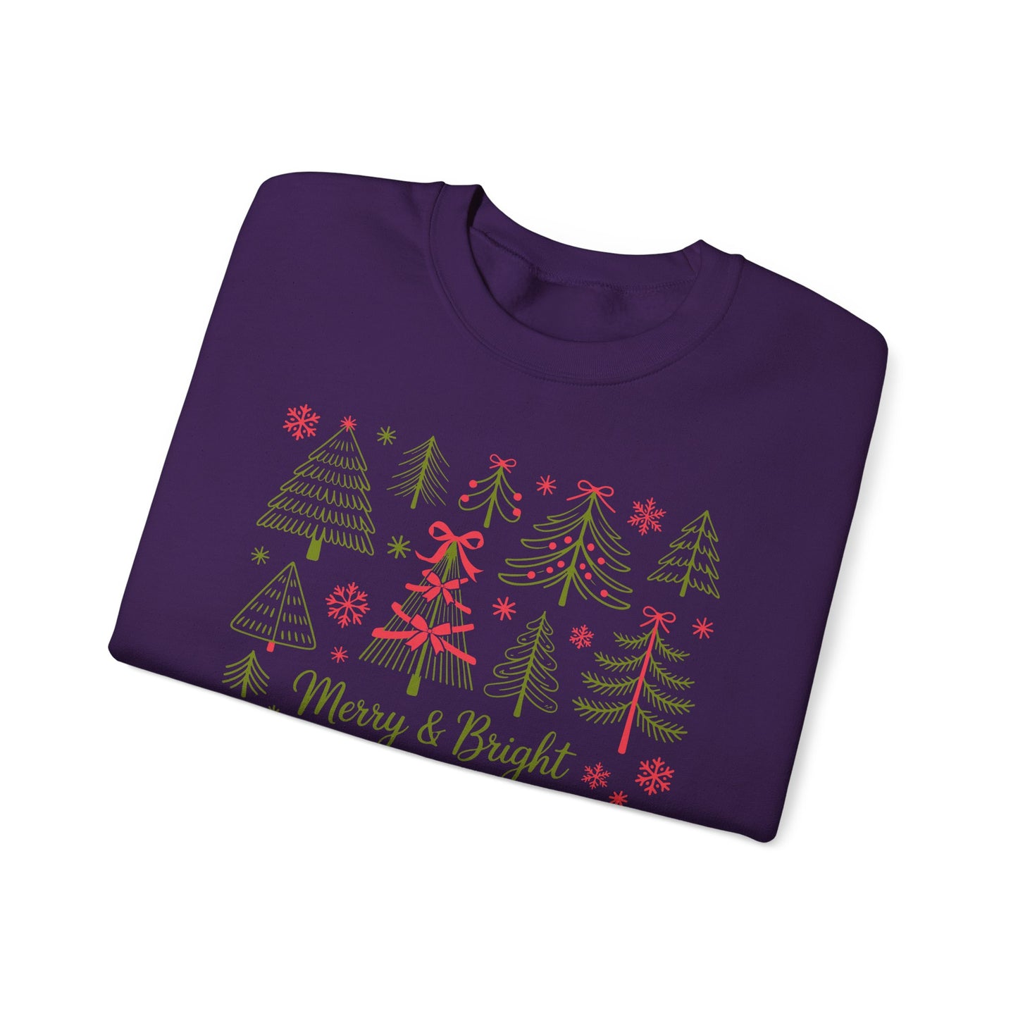 🎄✨ Merry & Bright Sweatshirt – Whimsical Holiday Forest Vibes